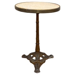 French Valenzia Marble and Brass Surround Bistro Table circa 1930