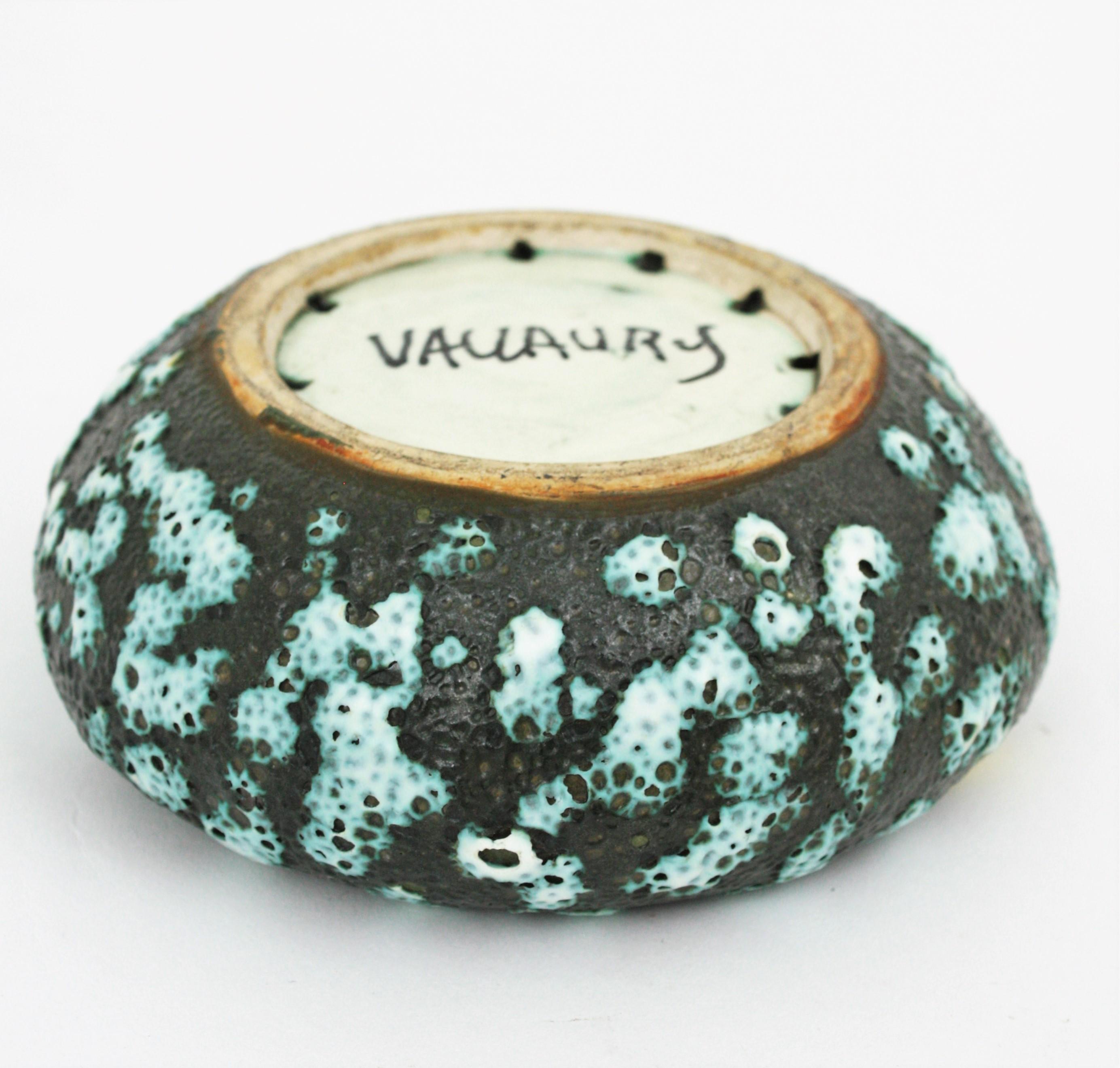 French Vallauris Ceramic Fat Lava Round Ashtray, 1950s 7