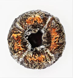 French Vallauris Ceramic Fat Lava Round Ashtray / Bowl, 1950s