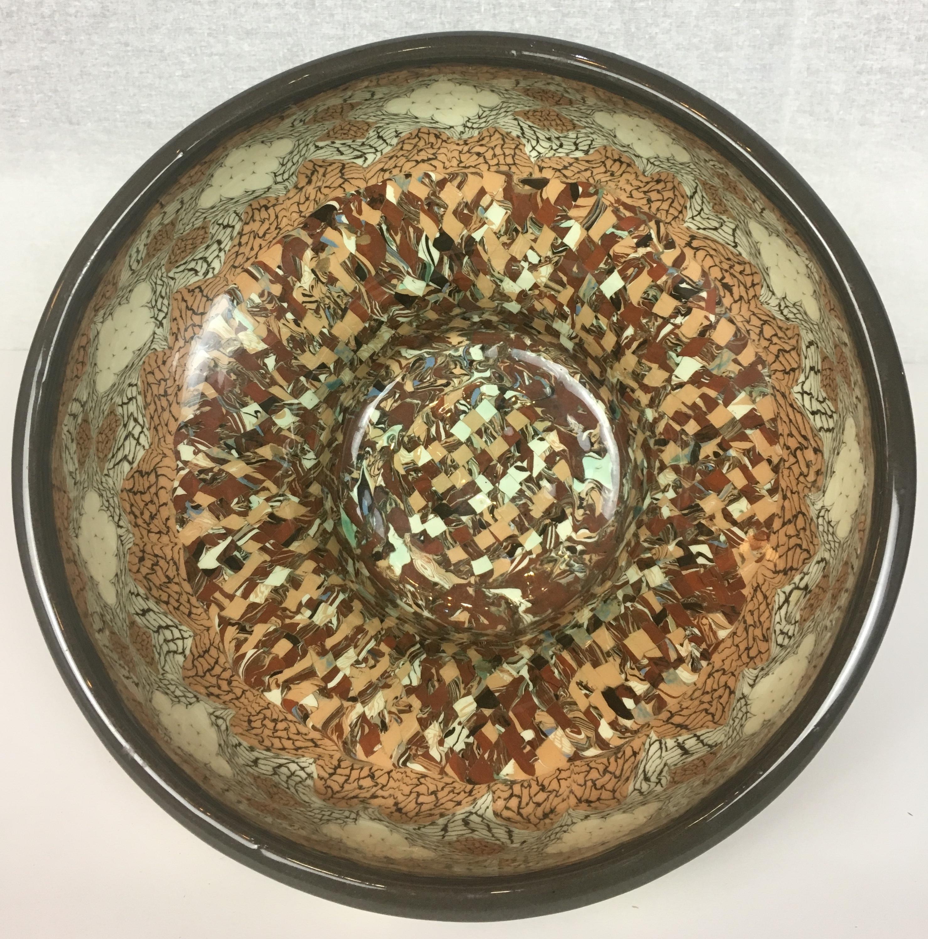 Jean Gerbino (1876-1966) mosaique ceramic bowl
Art pottery 
Vallauris, France, early 20th century. 

The body of this beautiful bowl with multicolored 