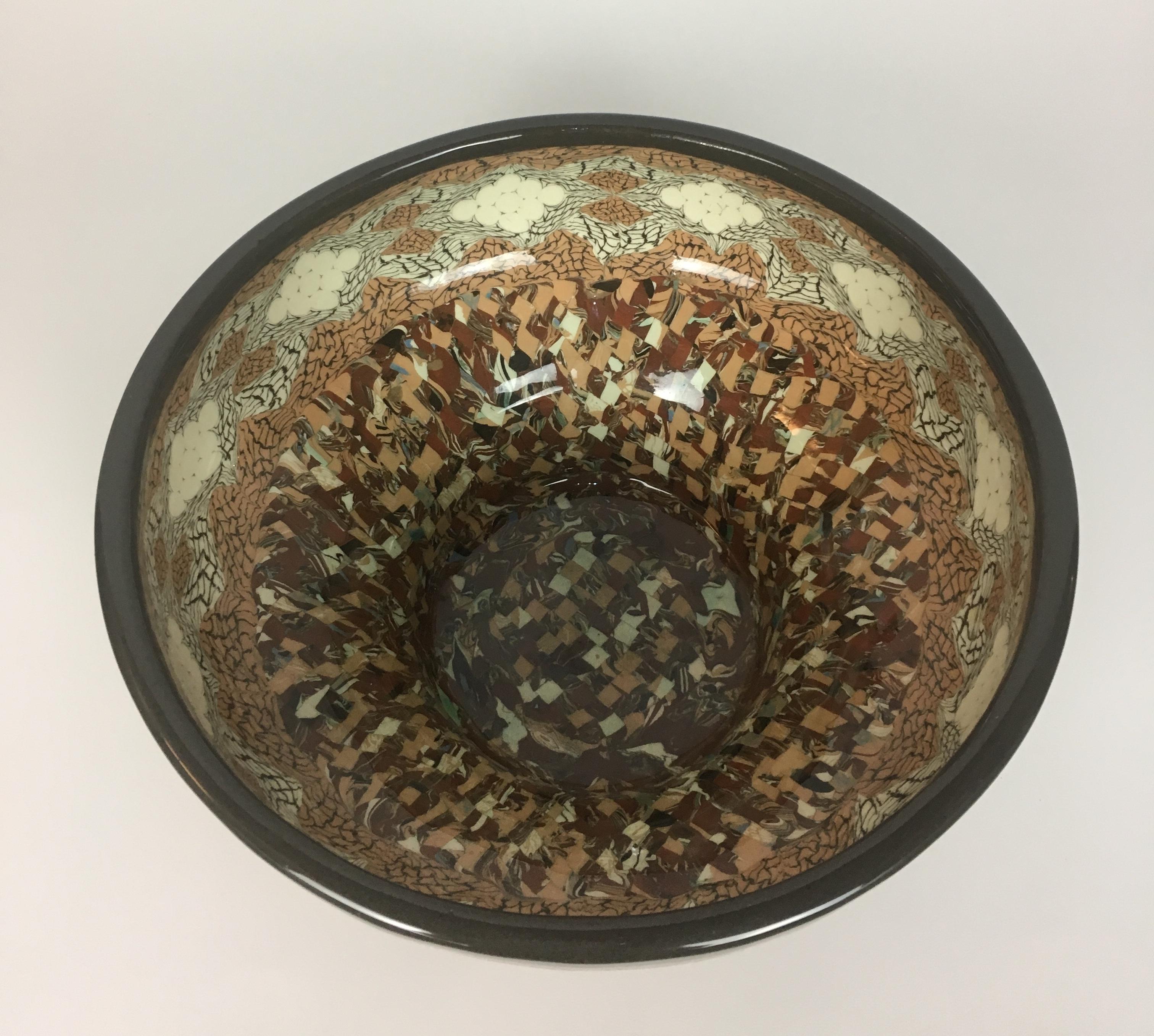 20th Century French Vallauris Clay Mosaic Bowl by Master Ceramicist Jean Gerbino