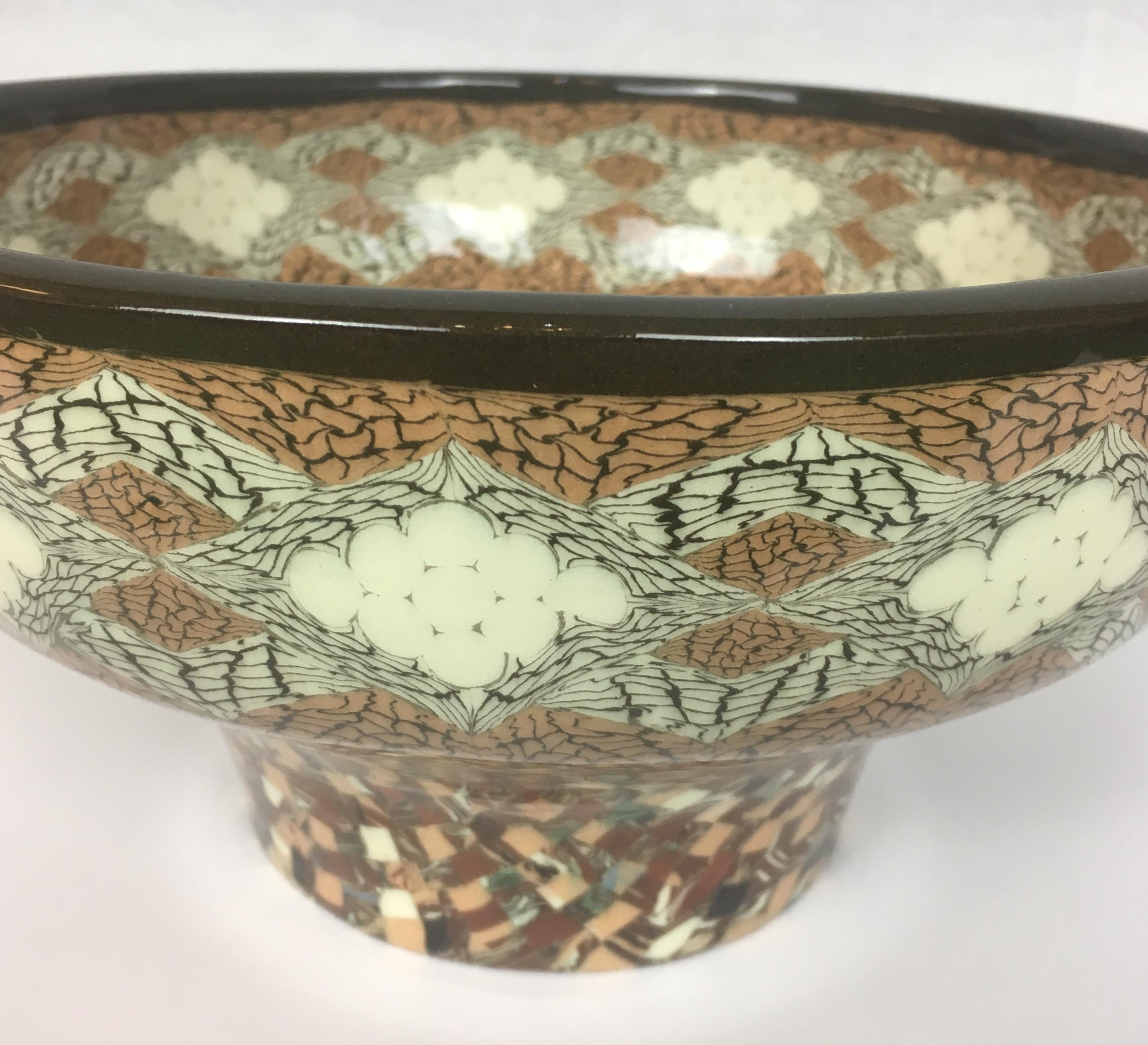 French Vallauris Clay Mosaic Bowl by Master Ceramicist Jean Gerbino 1