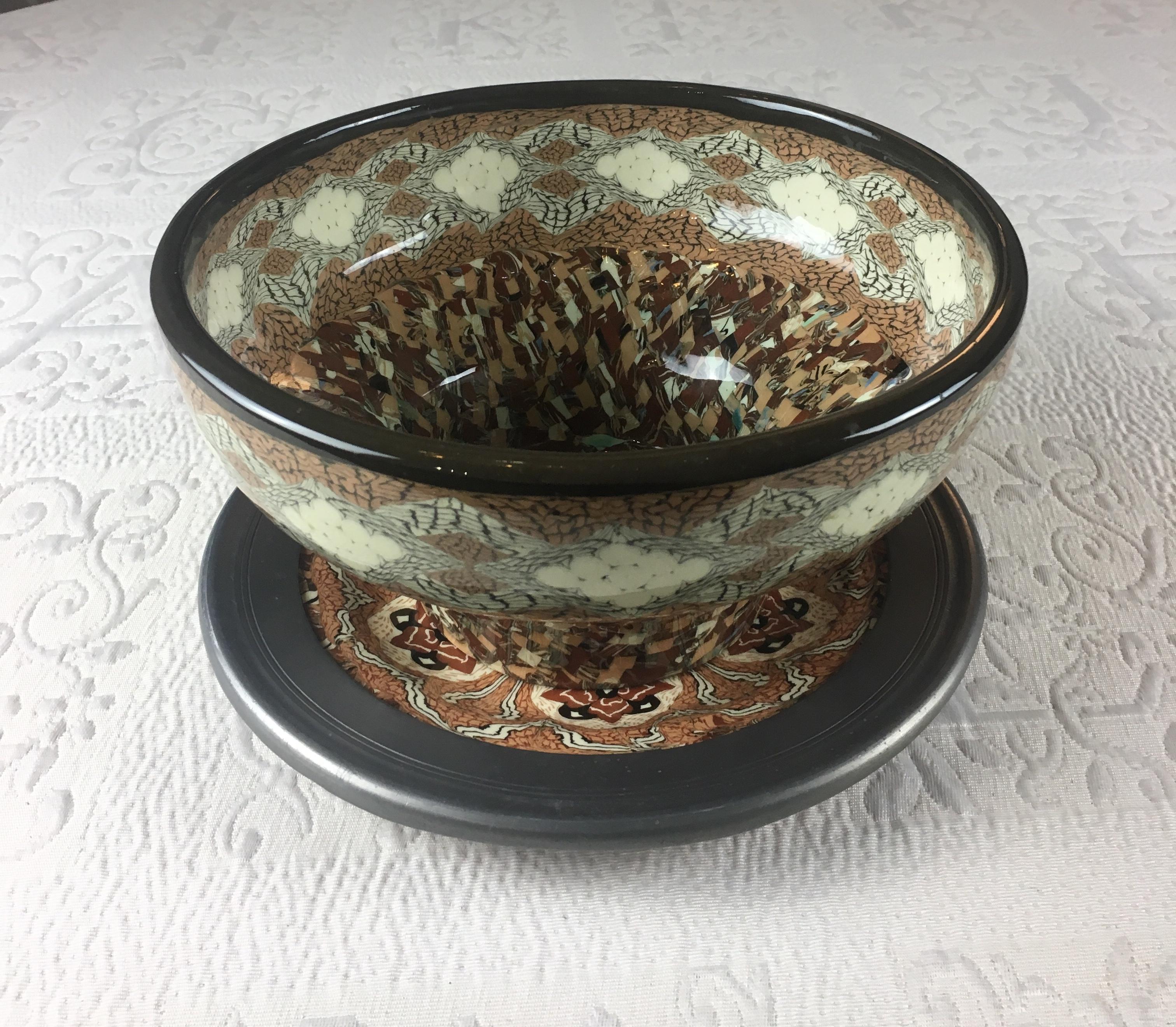 French Vallauris Clay Mosaic Bowl by Master Ceramicist Jean Gerbino 2