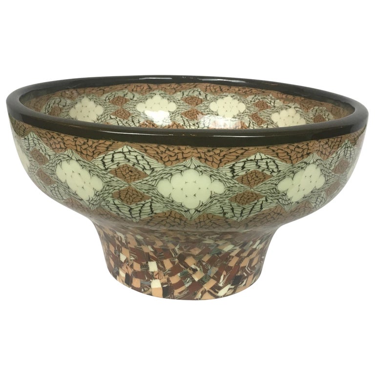 French Vallauris Clay Mosaic Bowl By Master Ceramicist Jean Gerbino At french-vallauris-clay-mosaic-bowl-by-master-ceramicist-jean-gerbino-at