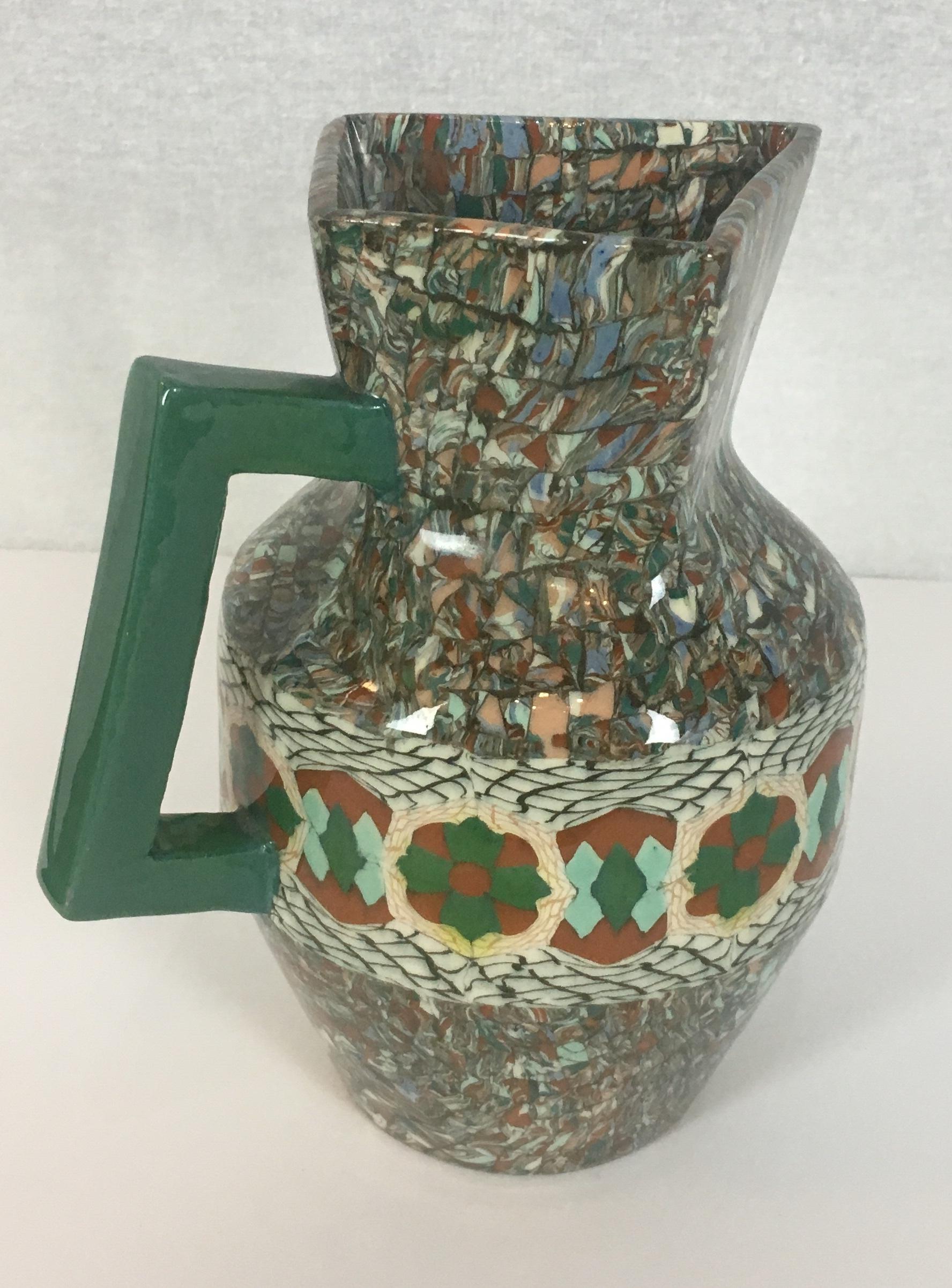 French Clay Mosaic Pitcher or Jug by Master Ceramicist Jean Gerbino In Good Condition In Miami, FL