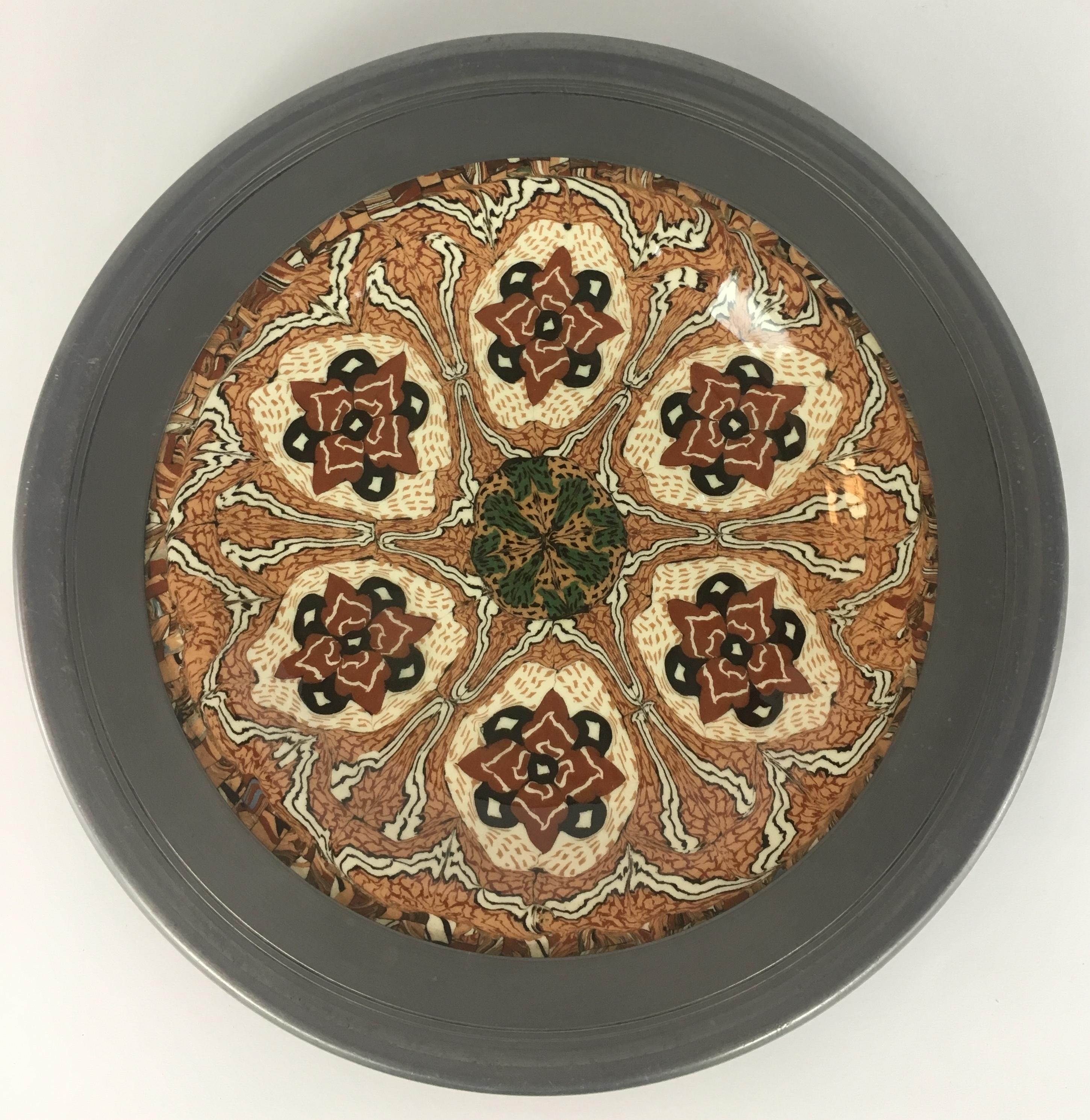 Mid-Century Modern French Vallauris Clay Mosaic Plate by Master Ceramicist Jean Gerbino