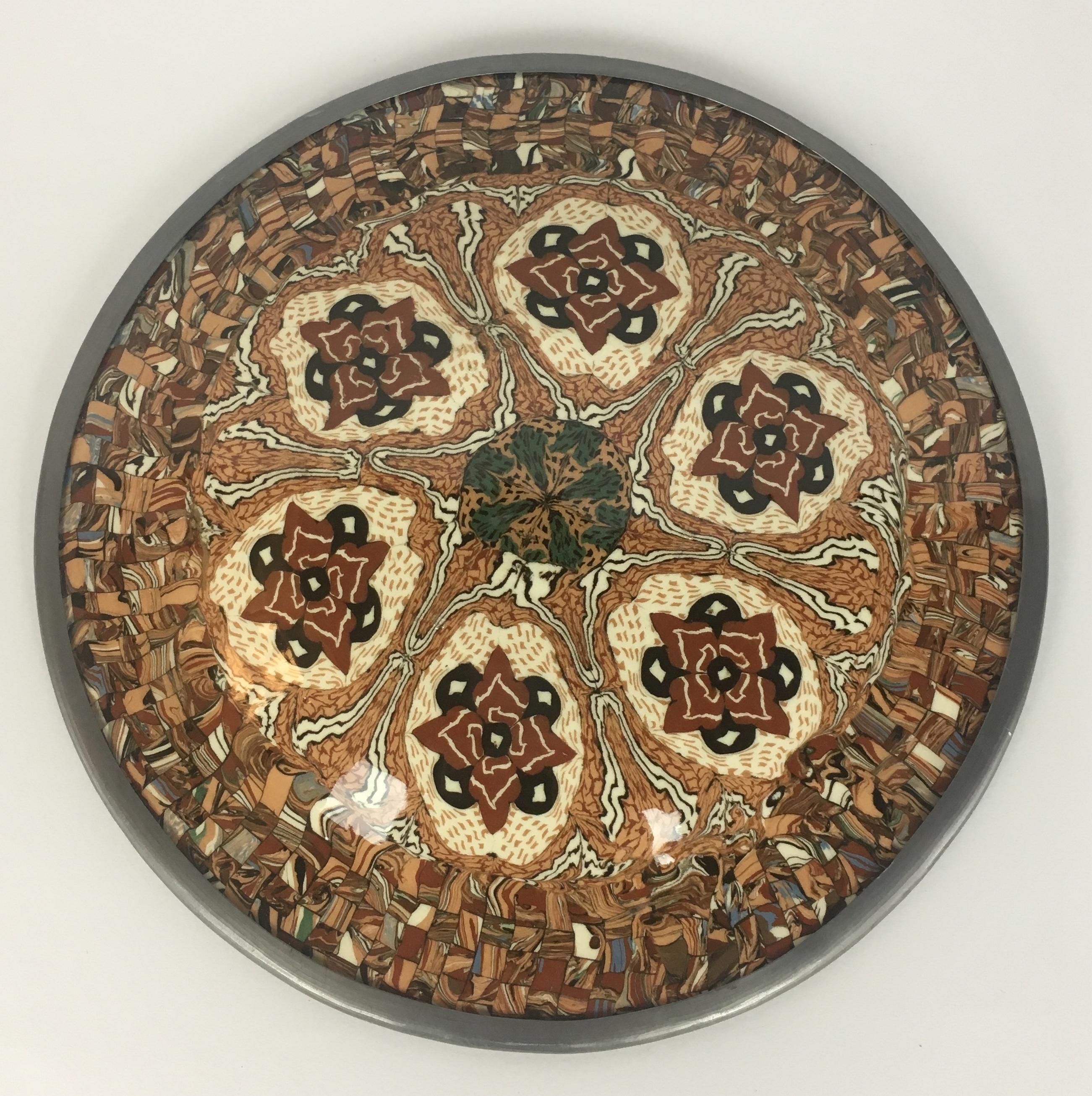 French Vallauris Clay Mosaic Plate by Master Ceramicist Jean Gerbino In Good Condition In Miami, FL
