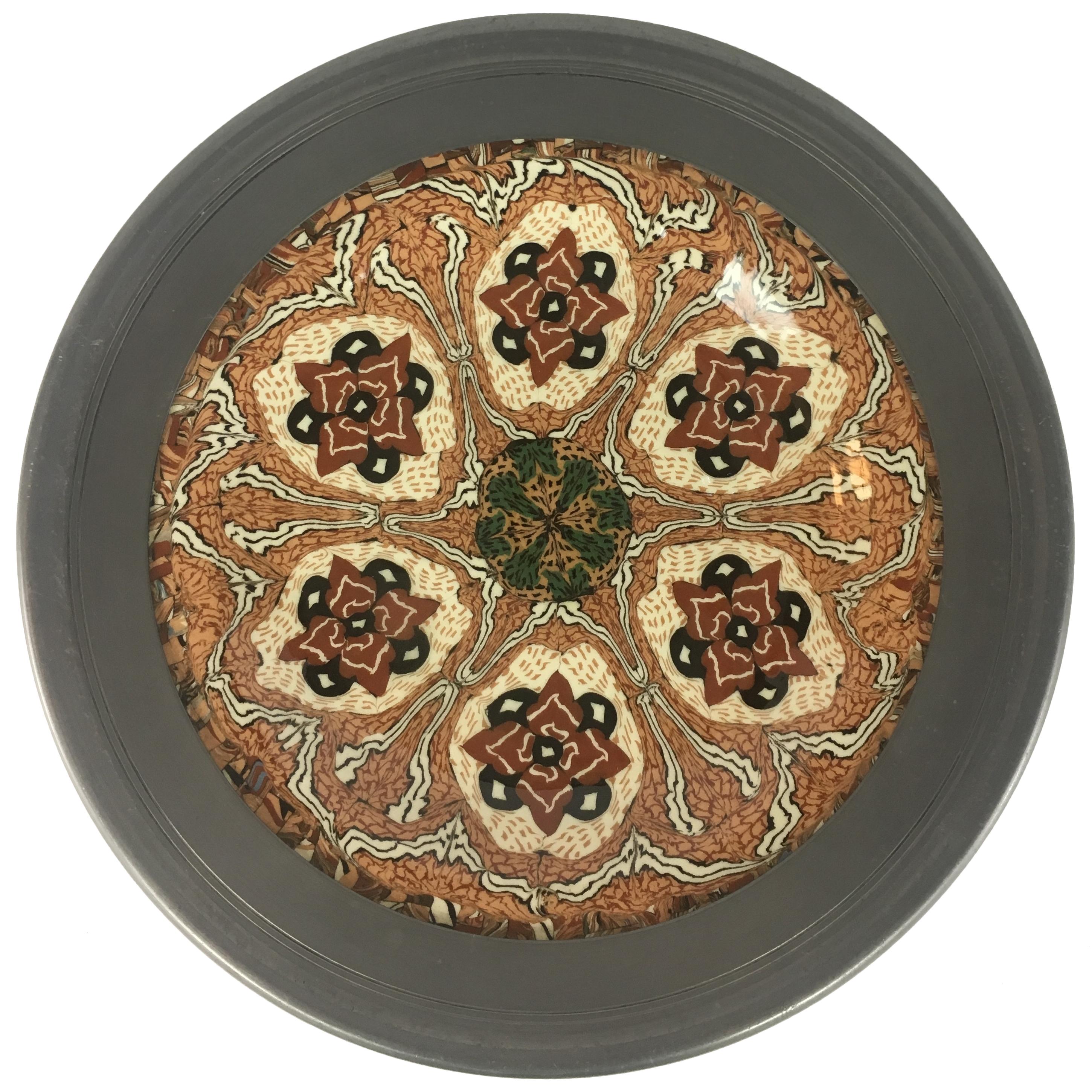 French Vallauris Clay Mosaic Plate by Master Ceramicist Jean Gerbino