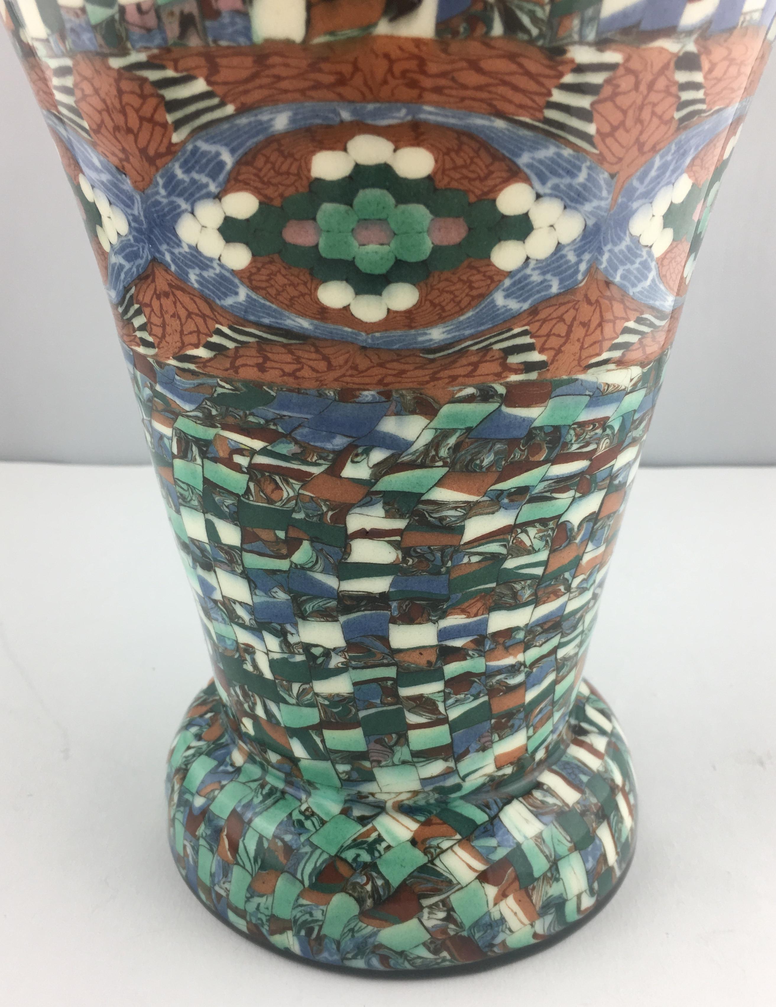 Mid-Century Modern French Clay Mosaic Vase by Master Ceramicist Jean Gerbino, Vallauris