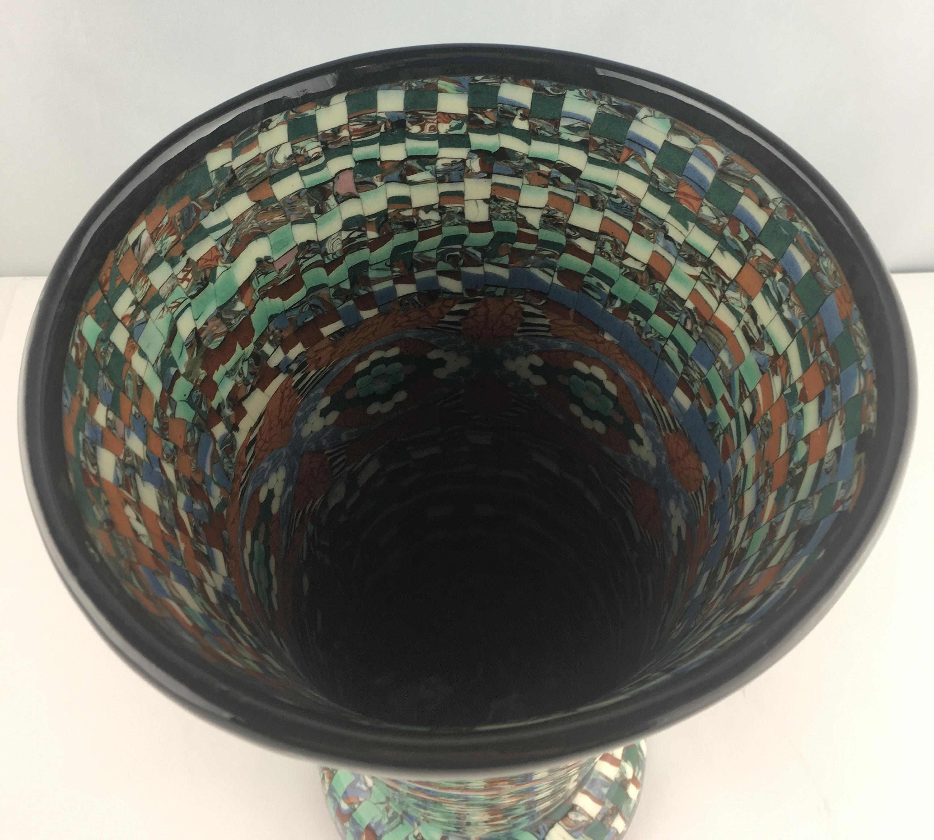 French Clay Mosaic Vase by Master Ceramicist Jean Gerbino, Vallauris In Good Condition In Miami, FL