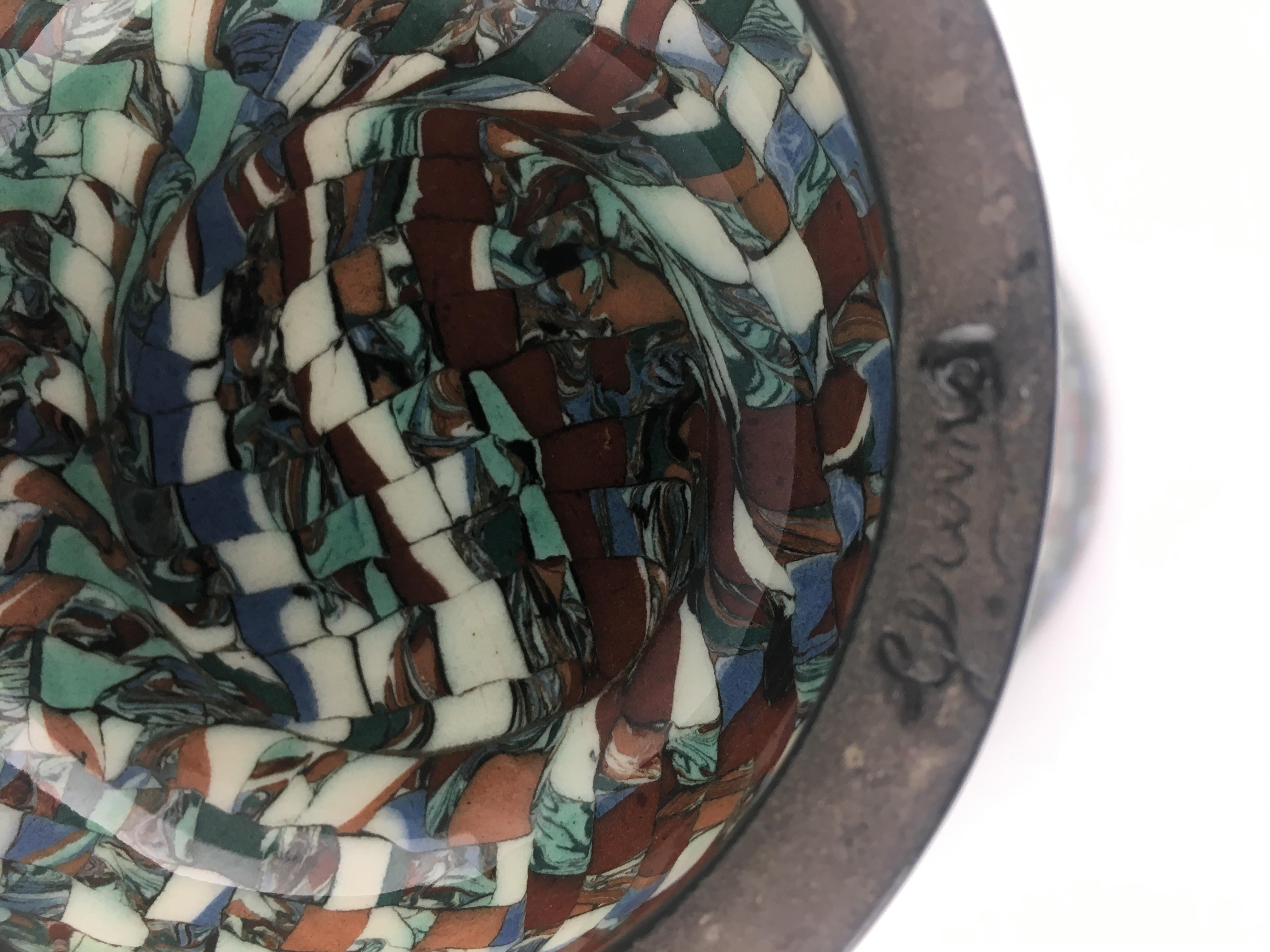 20th Century French Clay Mosaic Vase by Master Ceramicist Jean Gerbino, Vallauris