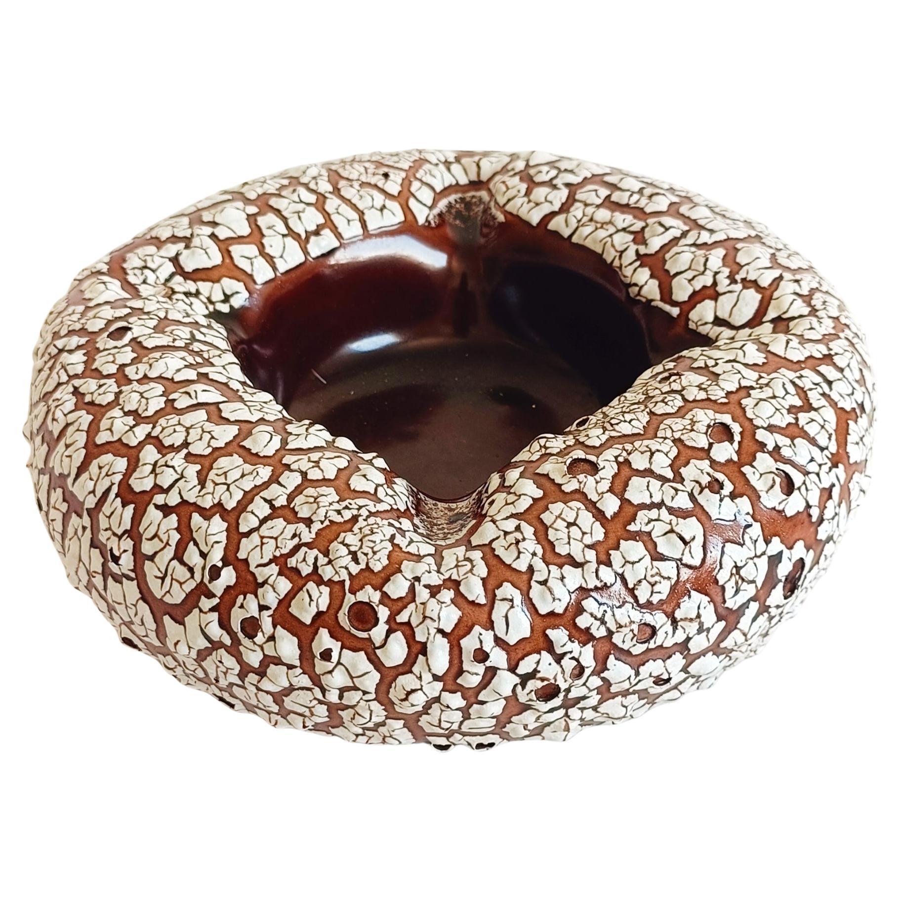 Glazed French Vallauris Fat Lava Decor Biomorphic Ceramic Ashtray Vide-Poche, 1950s