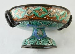 Jarrón francés de mosaico de arcilla hecho a mano en Vallauris por el ceramista Jean Gerbino Firmado