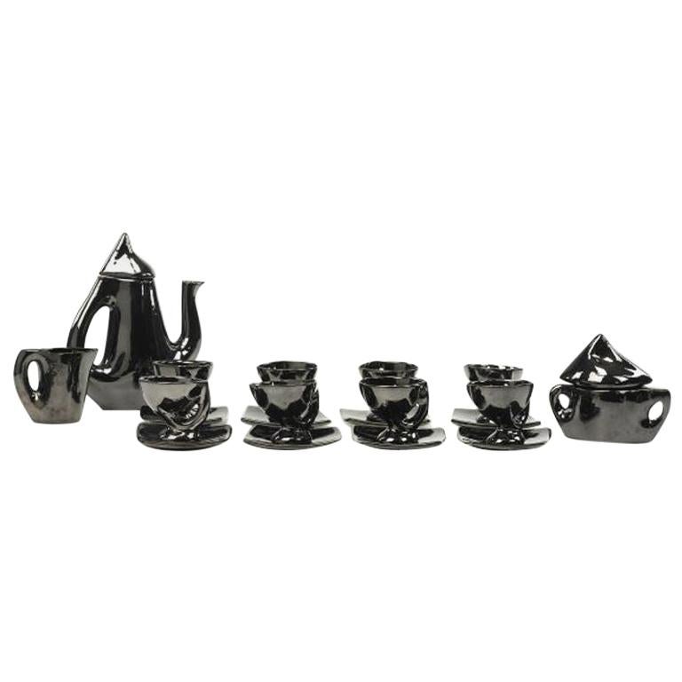French Vallauris Modernist Ceramic Coffee Tea Service Set