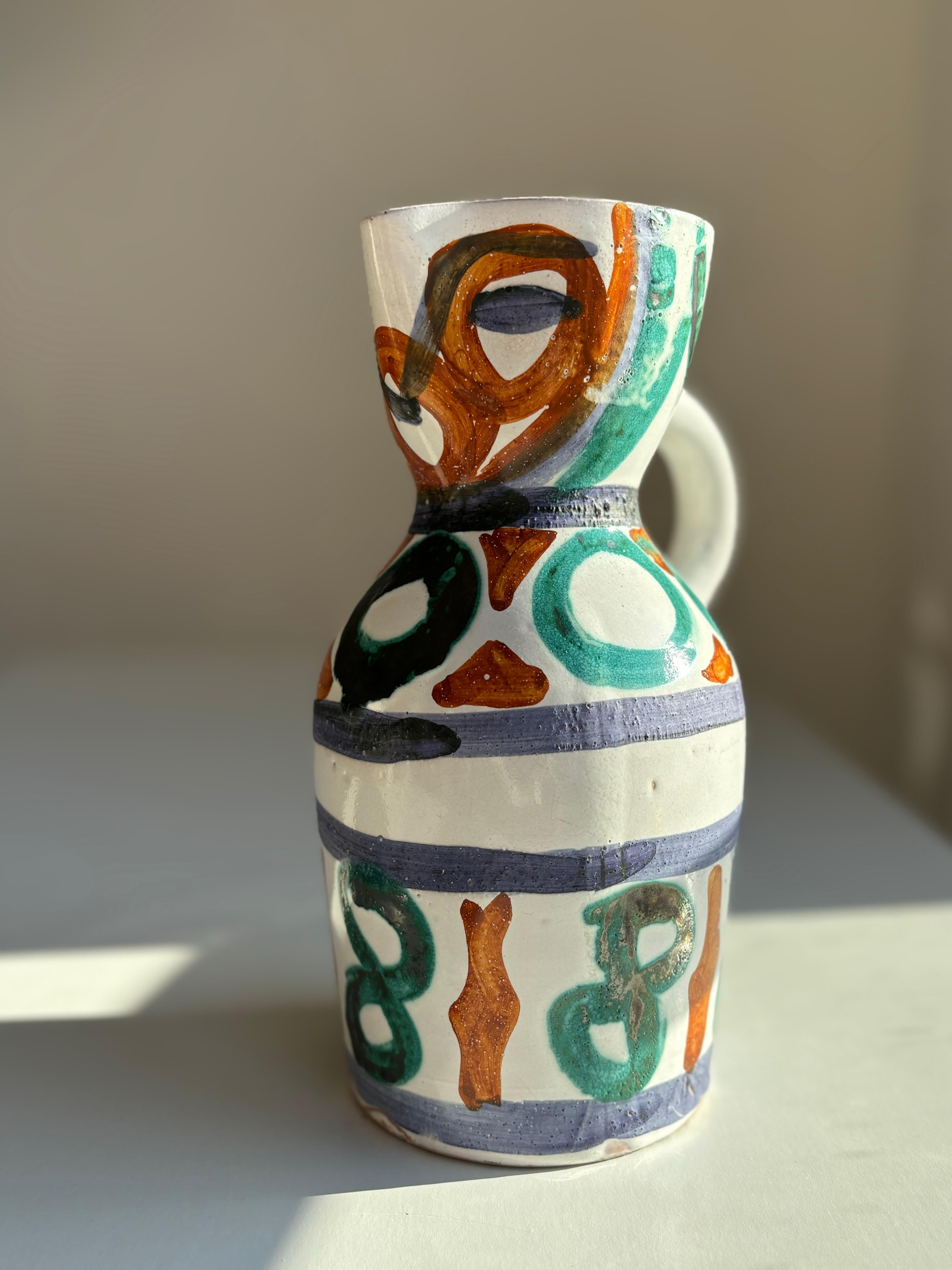 Francese Vaso a brocca in stile Picasso di Vallauris AM, circa anni '50 in vendita