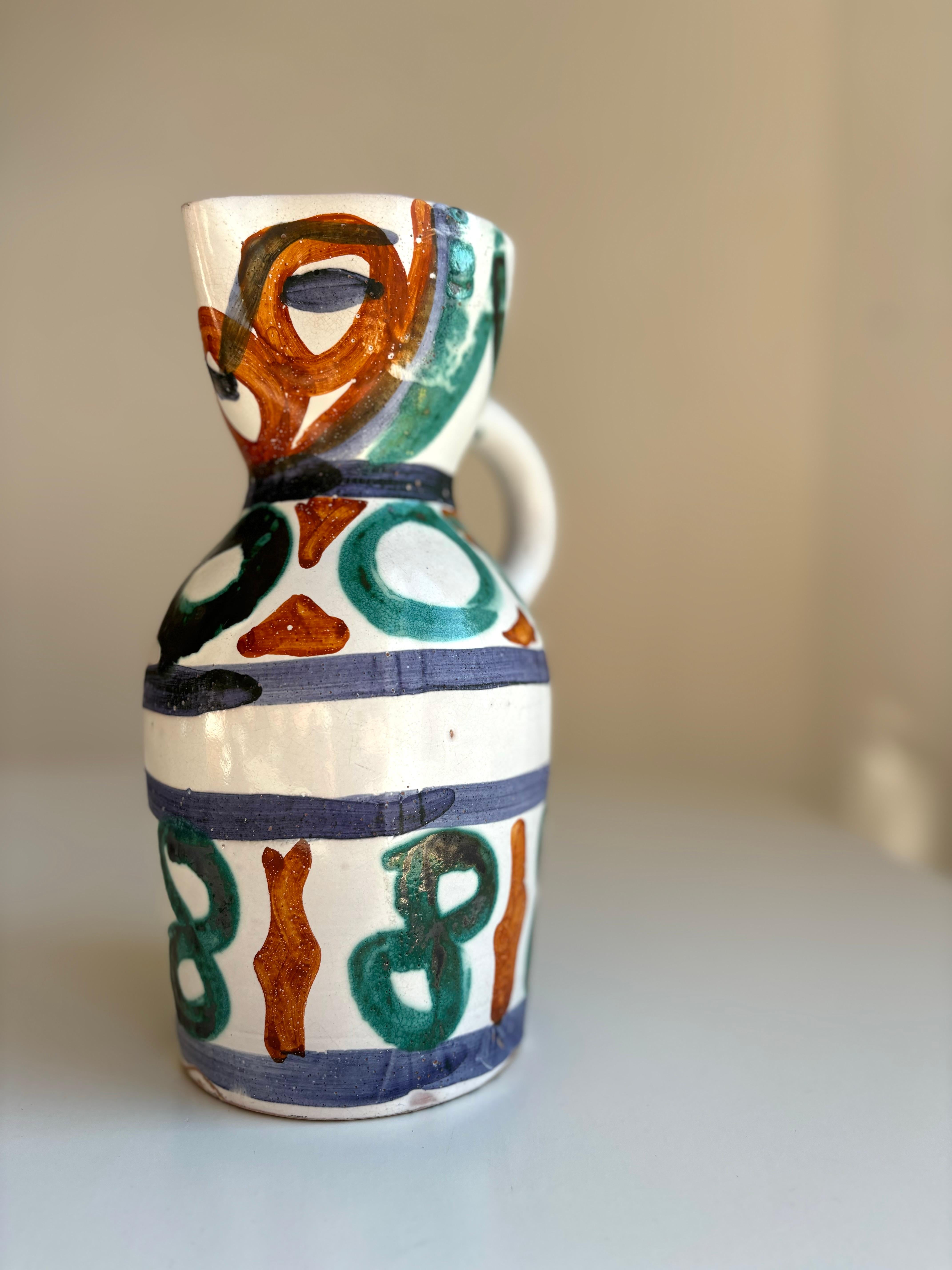 Ceramica Vaso a brocca in stile Picasso di Vallauris AM, circa anni '50 in vendita