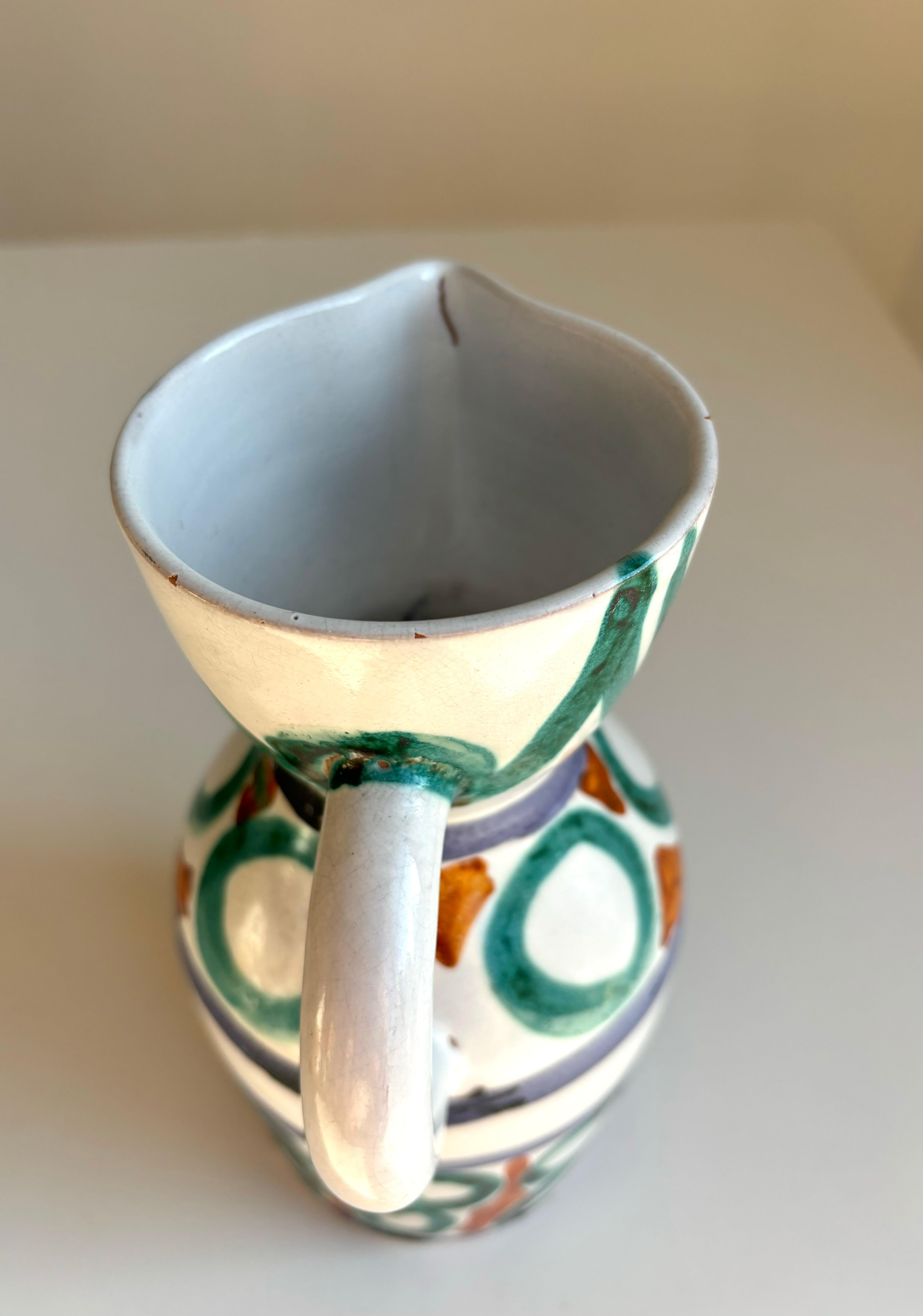 Vaso a brocca in stile Picasso di Vallauris AM, circa anni '50 in vendita 1