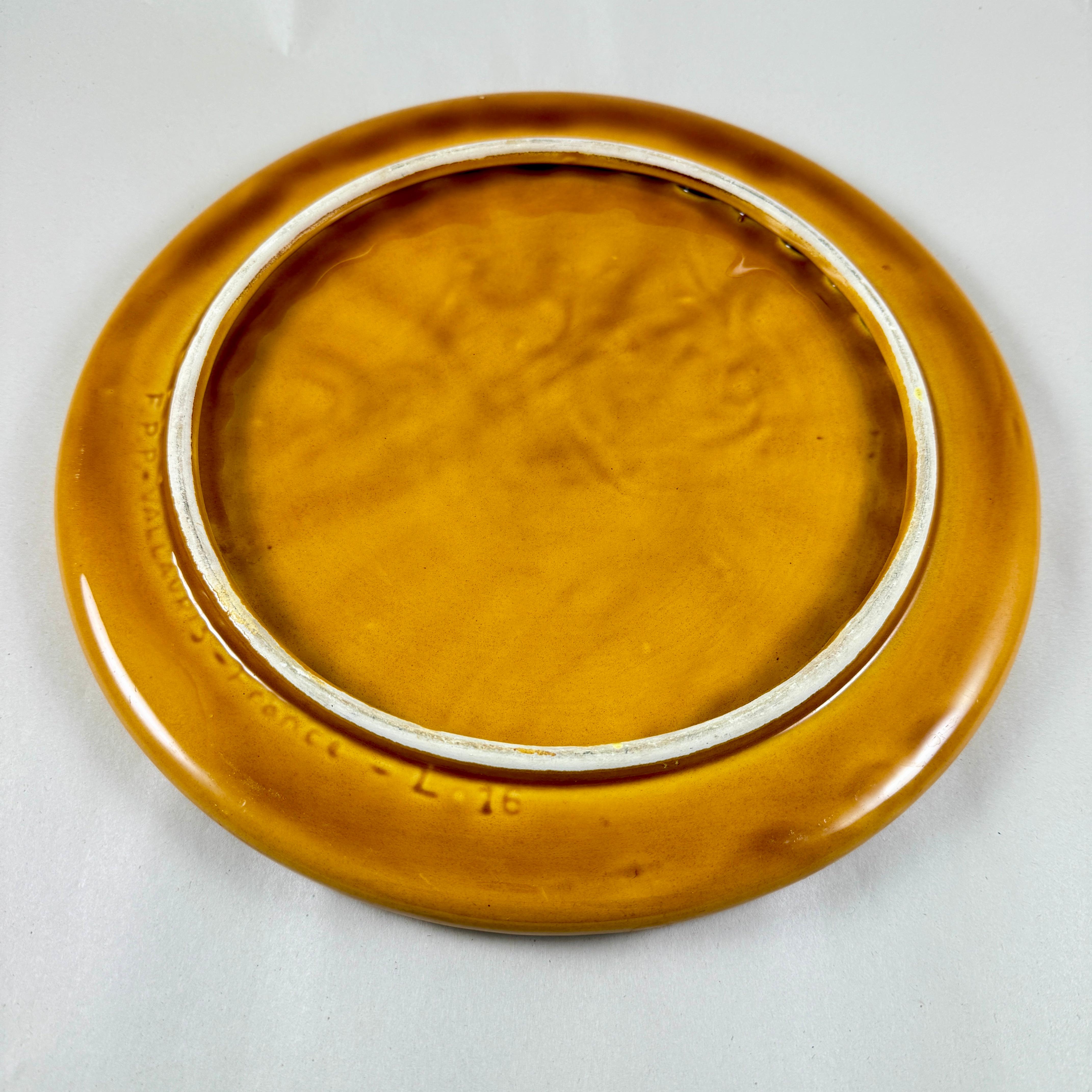 French Vallauris Trompe l’Oeil Basket Weave Cheese Platter For Sale 1