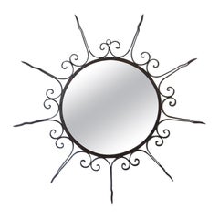 French Vallauris wrought iron sunburnt Mirror, circa 1960