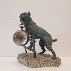 French Valton Sculpture of a dog, a watch holder, wearing a watch chain