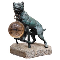 French Valton Sculpture of a dog, a watch holder, wearing a watch chain