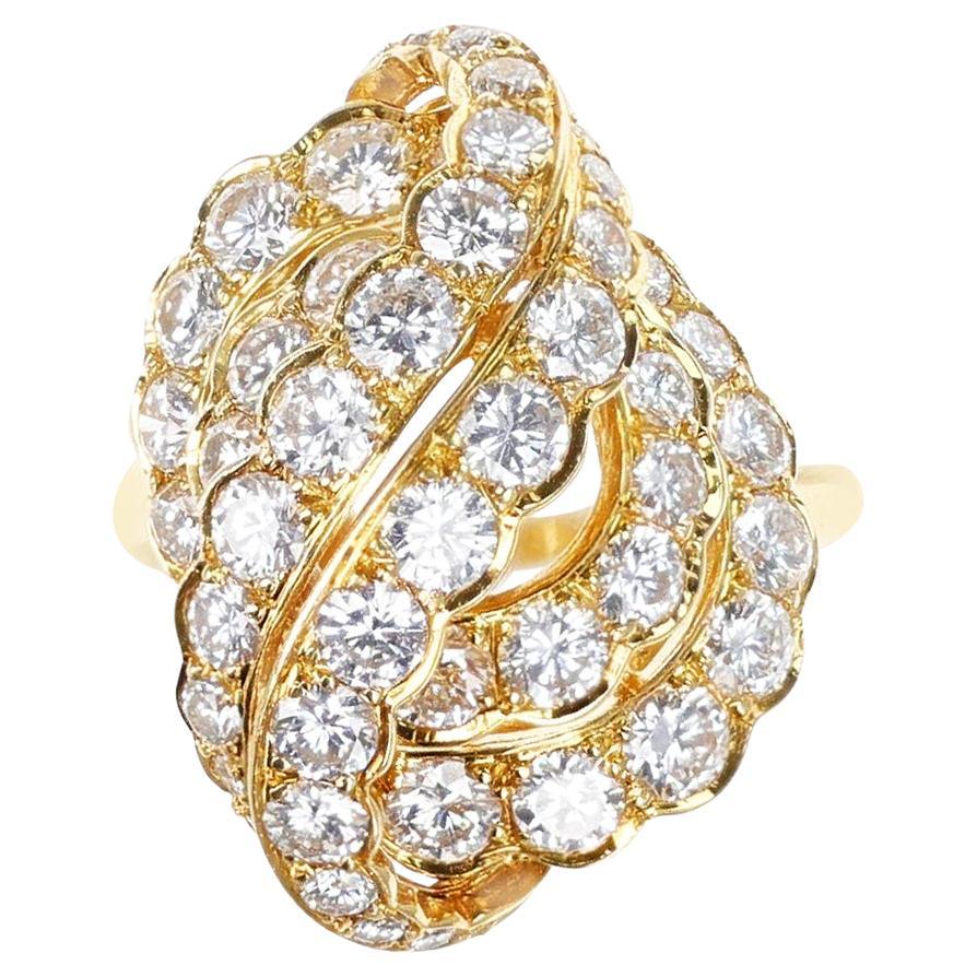 French Van Cleef & Arpels Diamond Cocktail Ring, 18k For Sale