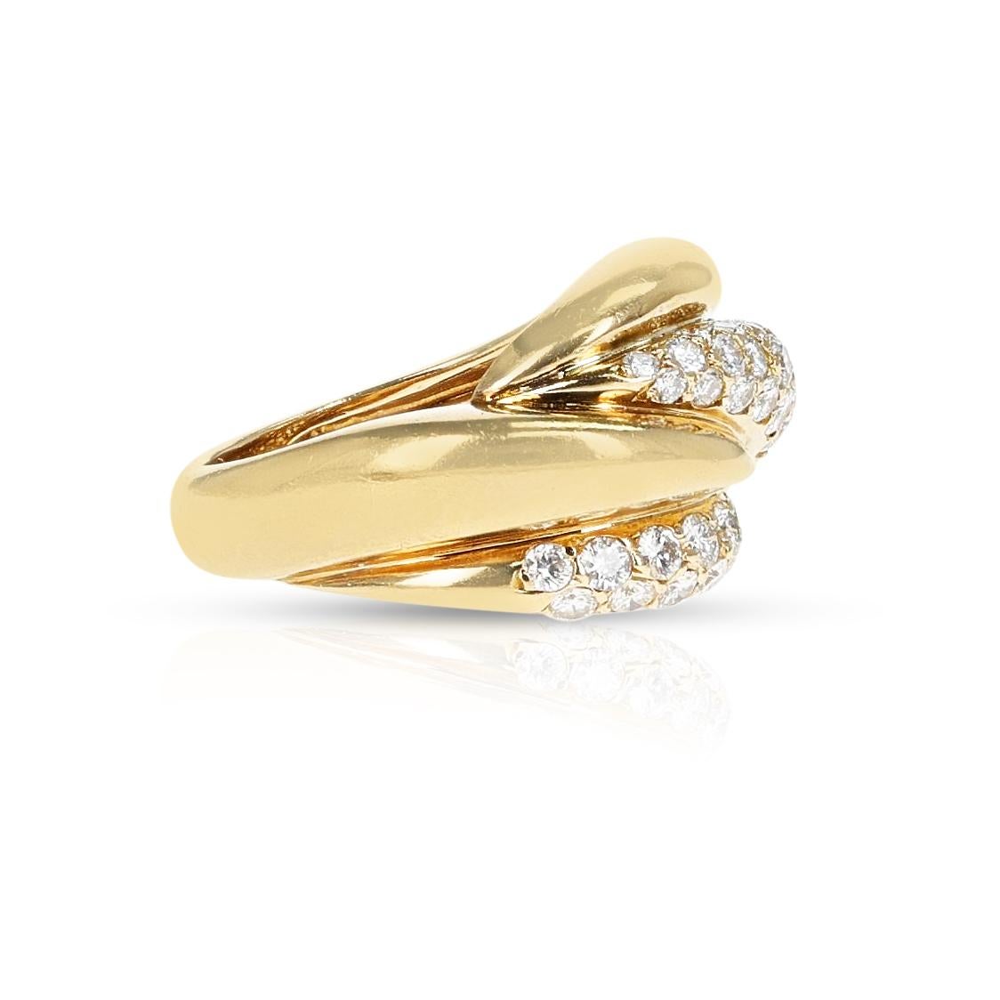 A French Van Cleef & Arpels Diamond Four-Step Ring made in 18 Karat Gold. The diamonds weigh appx. 1.25 carats. The ring size is 5.50 US. The total weight of the ring is 8.50 grams. 