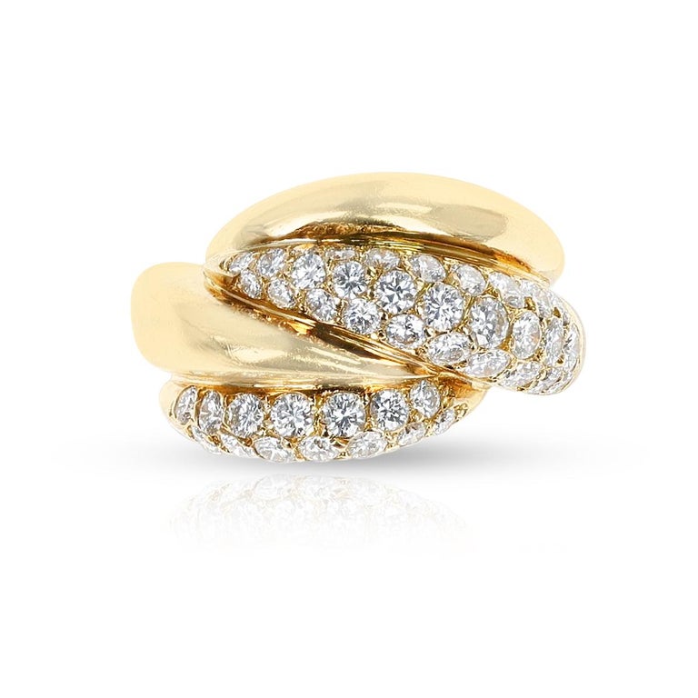 French Van Cleef and Arpels Diamond Four-Step Ring, 18k For Sale at 1stDibs