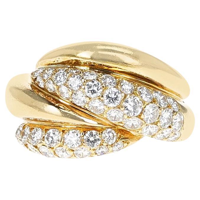French Van Cleef & Arpels Diamond Four-Step Ring, 18k For Sale