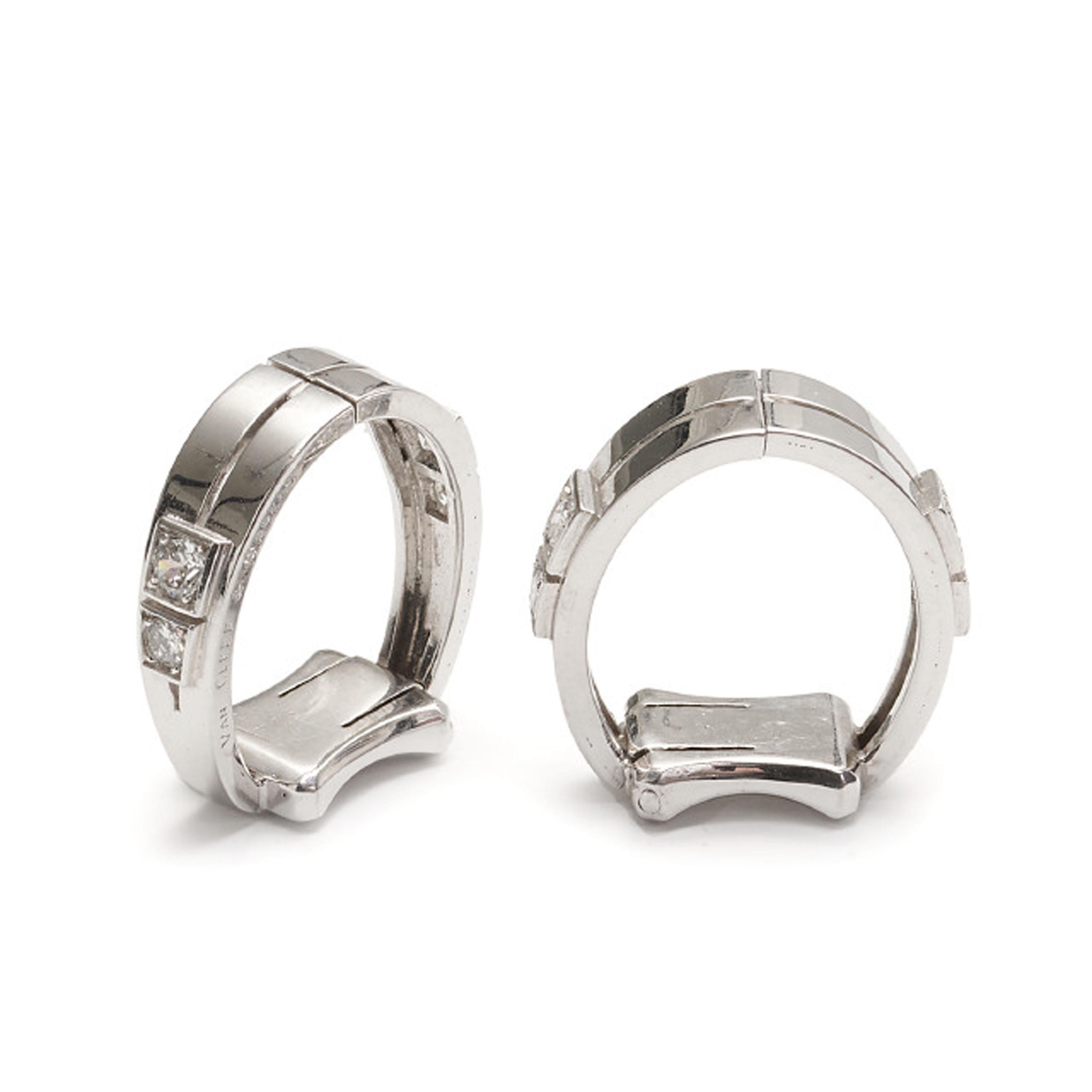 French Van Cleef & Arpels Diamond Platinum and 18ct White Gold Stirrup Cufflinks In Good Condition In London, GB