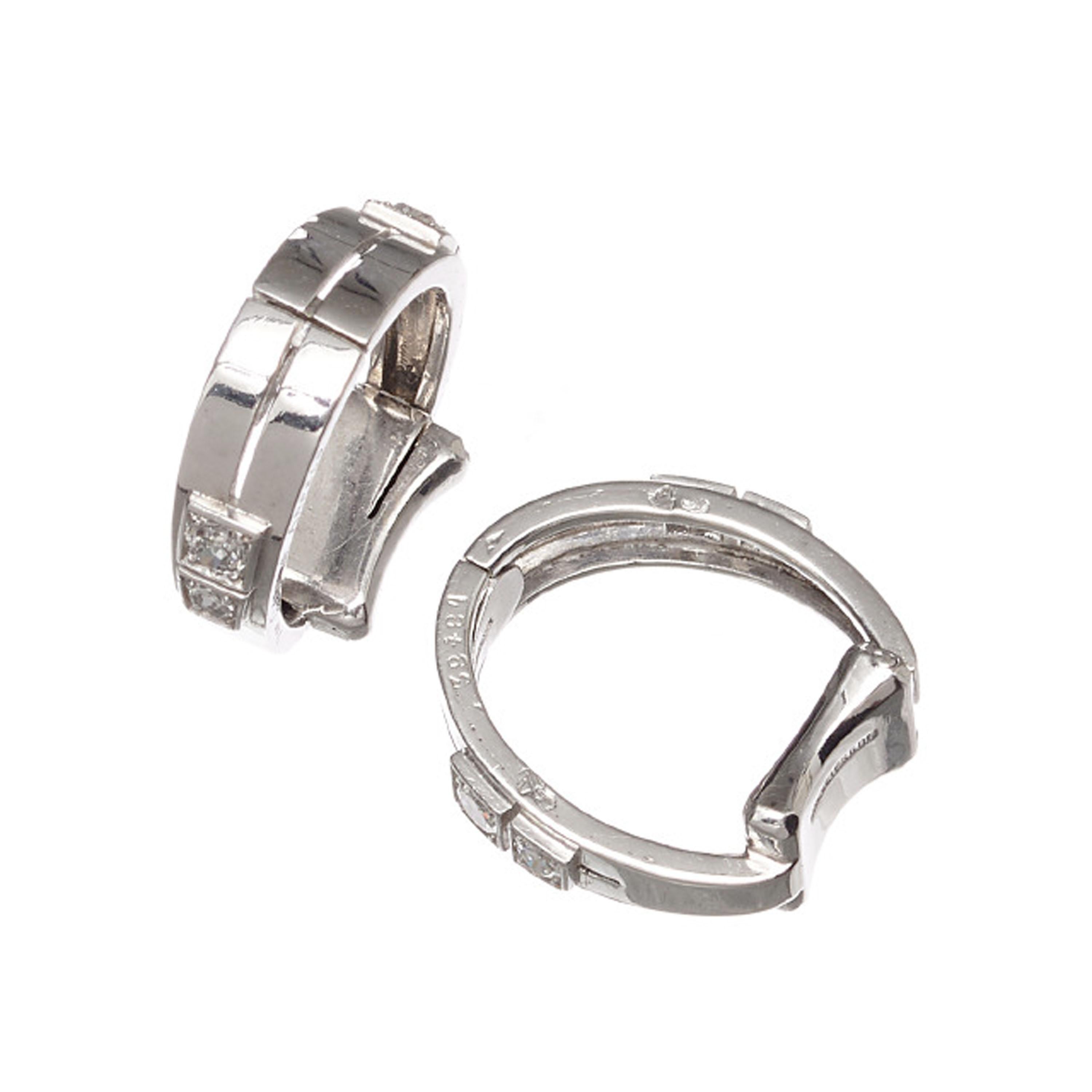 Men's French Van Cleef & Arpels Diamond Platinum and 18ct White Gold Stirrup Cufflinks