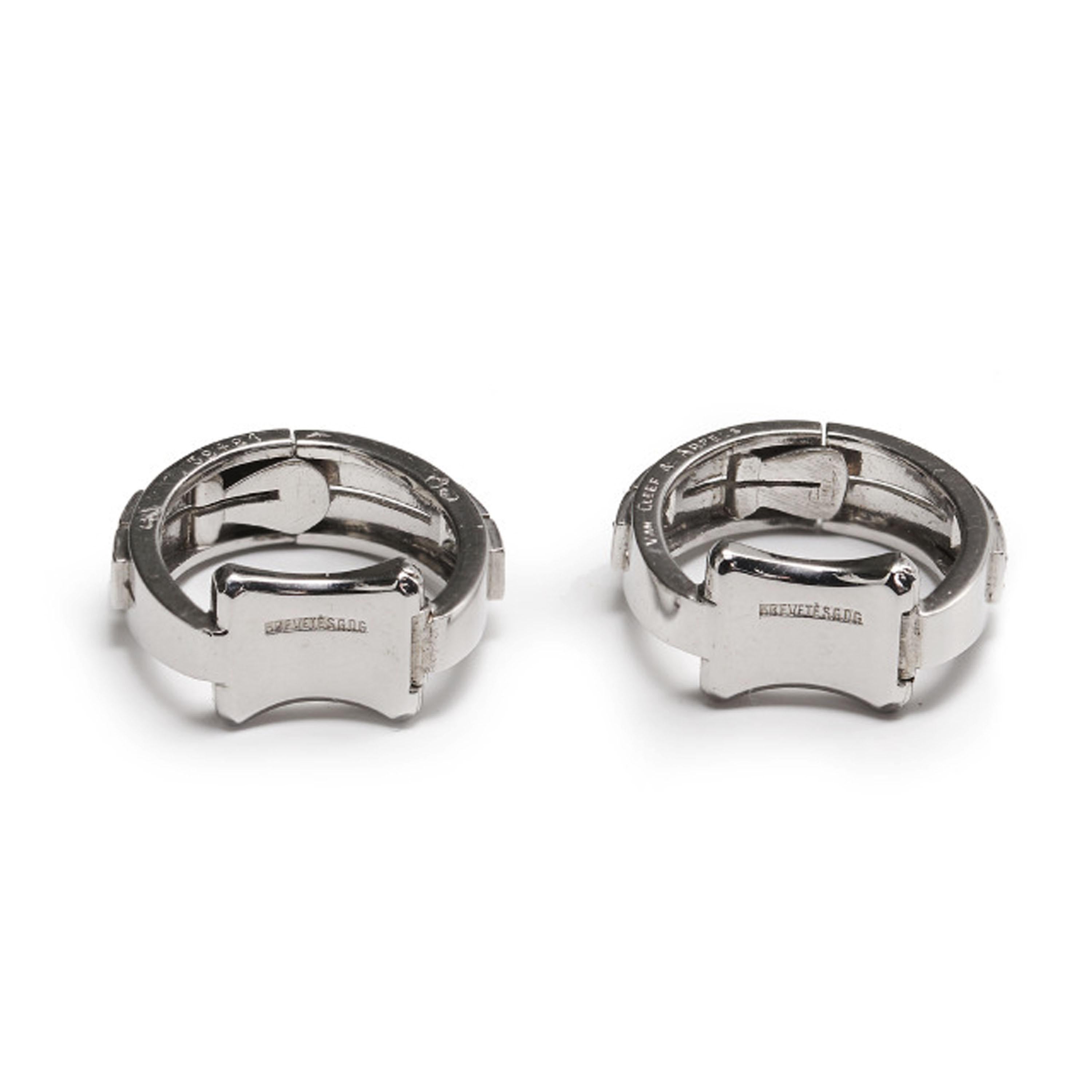 French Van Cleef & Arpels Diamond Platinum and 18ct White Gold Stirrup Cufflinks 1