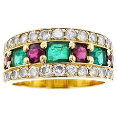 French Van Cleef & Arpels Emerald, Ruby and Diamond Ring, 18k