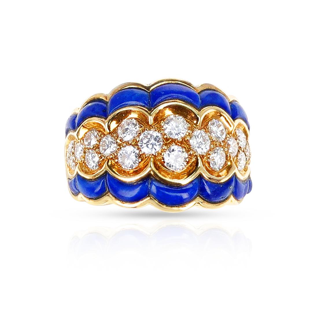 A French Van Cleef & Arpels Lapis and Diamond Ring, 18k. The total weight is 12.50 grams. The ring size is 6.50 US.

SKU 1139
