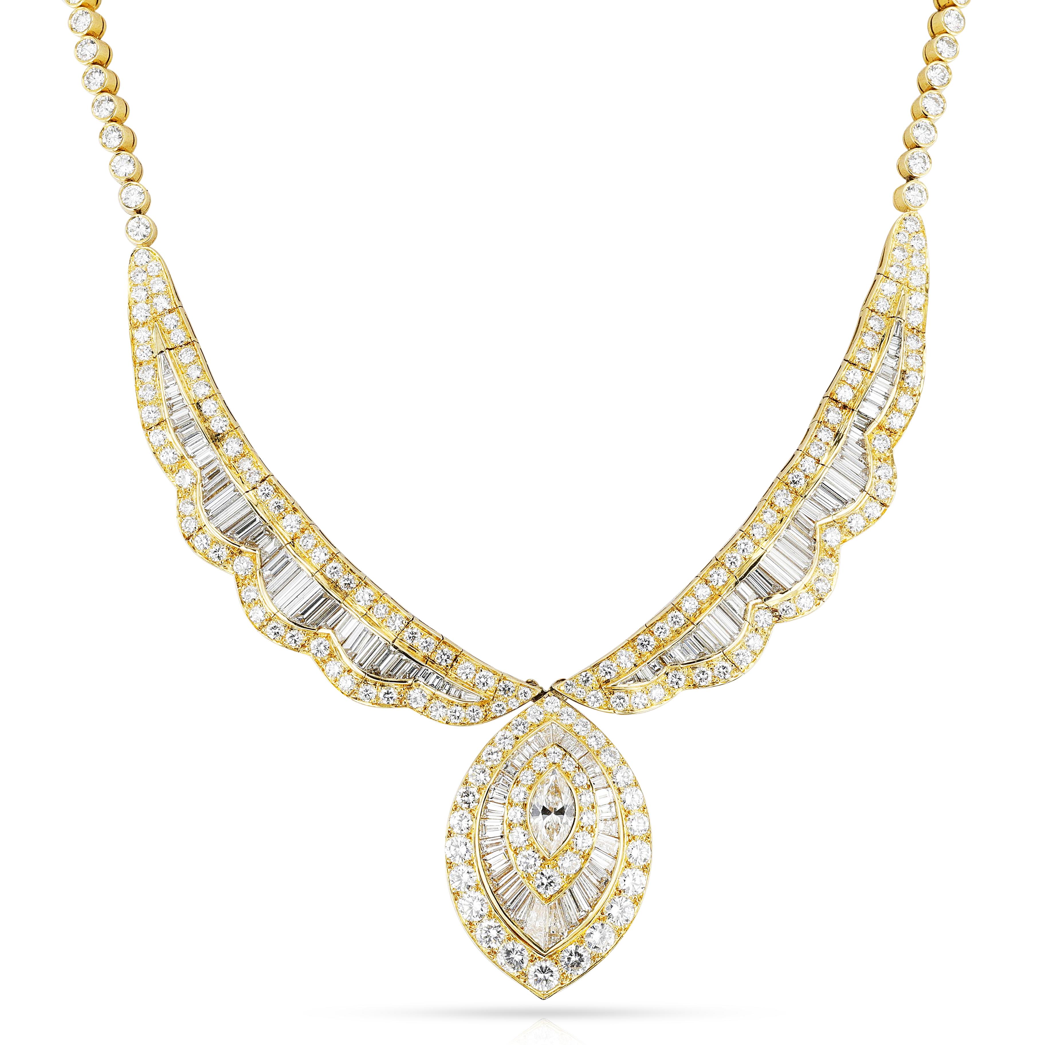 Marquise Cut French Van Cleef & Arpels Marquise Center Diamond Necklace For Sale