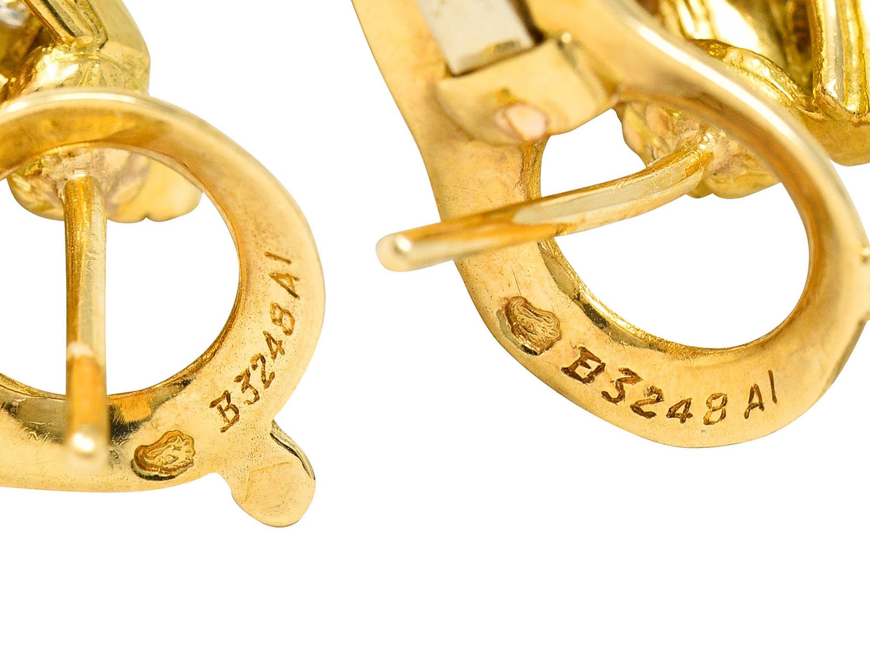 French Van Cleef & Arpels Pearl Pave Diamond 18 Karat Gold Convertible Earrings 4