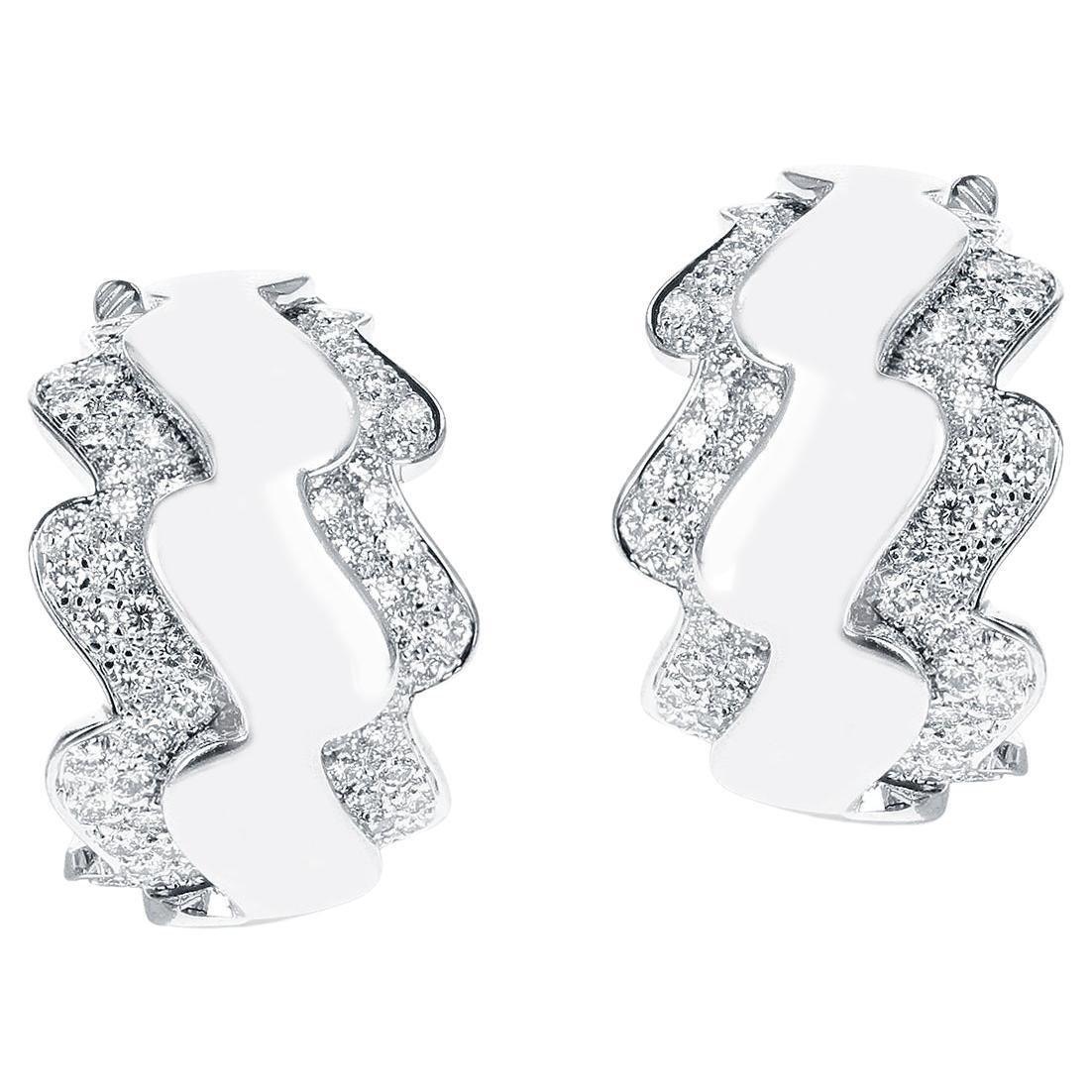 French Van Cleef & Arpels Wave-Style Earrings, 18k For Sale