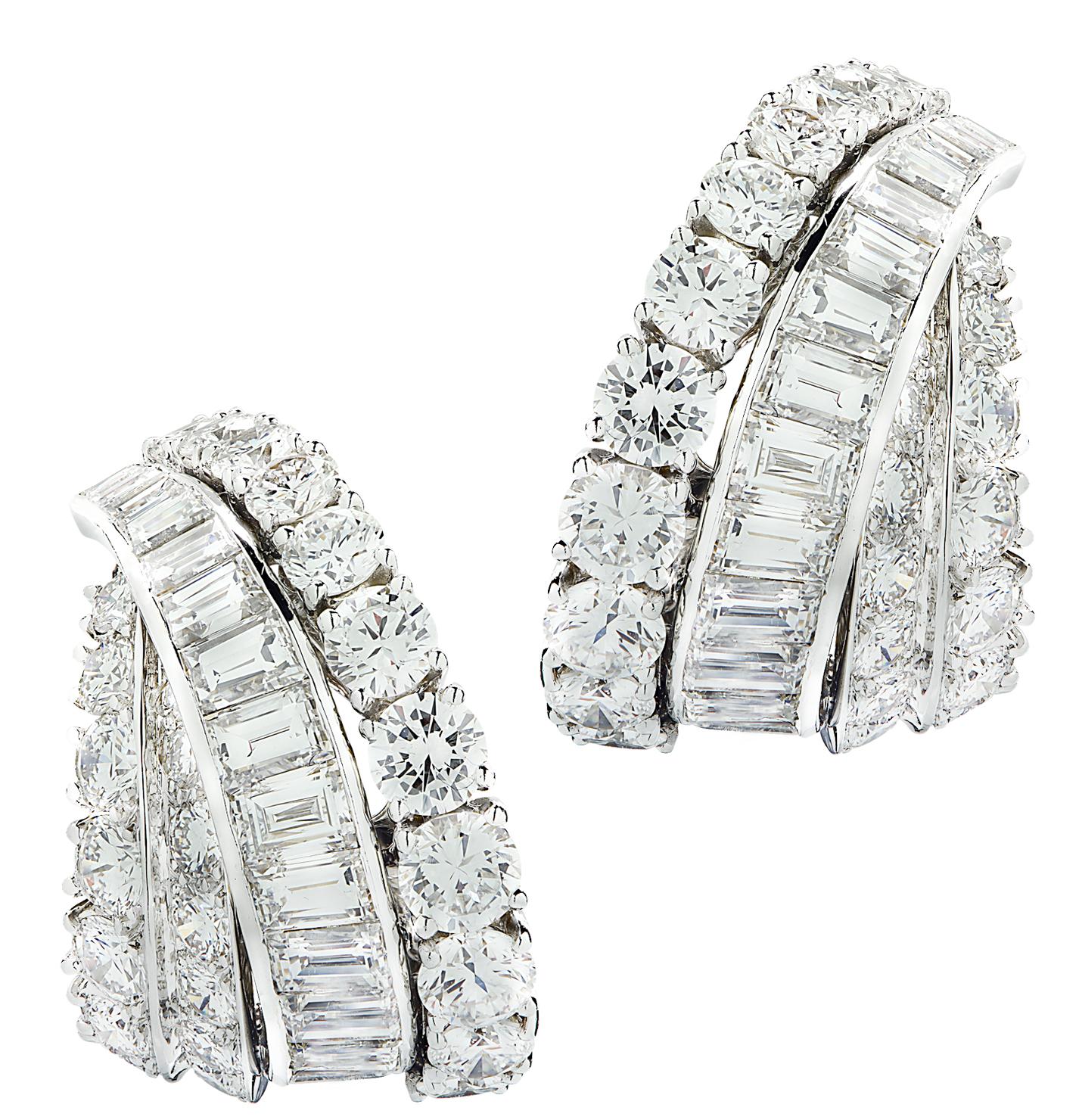 French Van Cleef & Arples 12.8 Carat Diamond Clip Earrings, Circa 1970s 1
