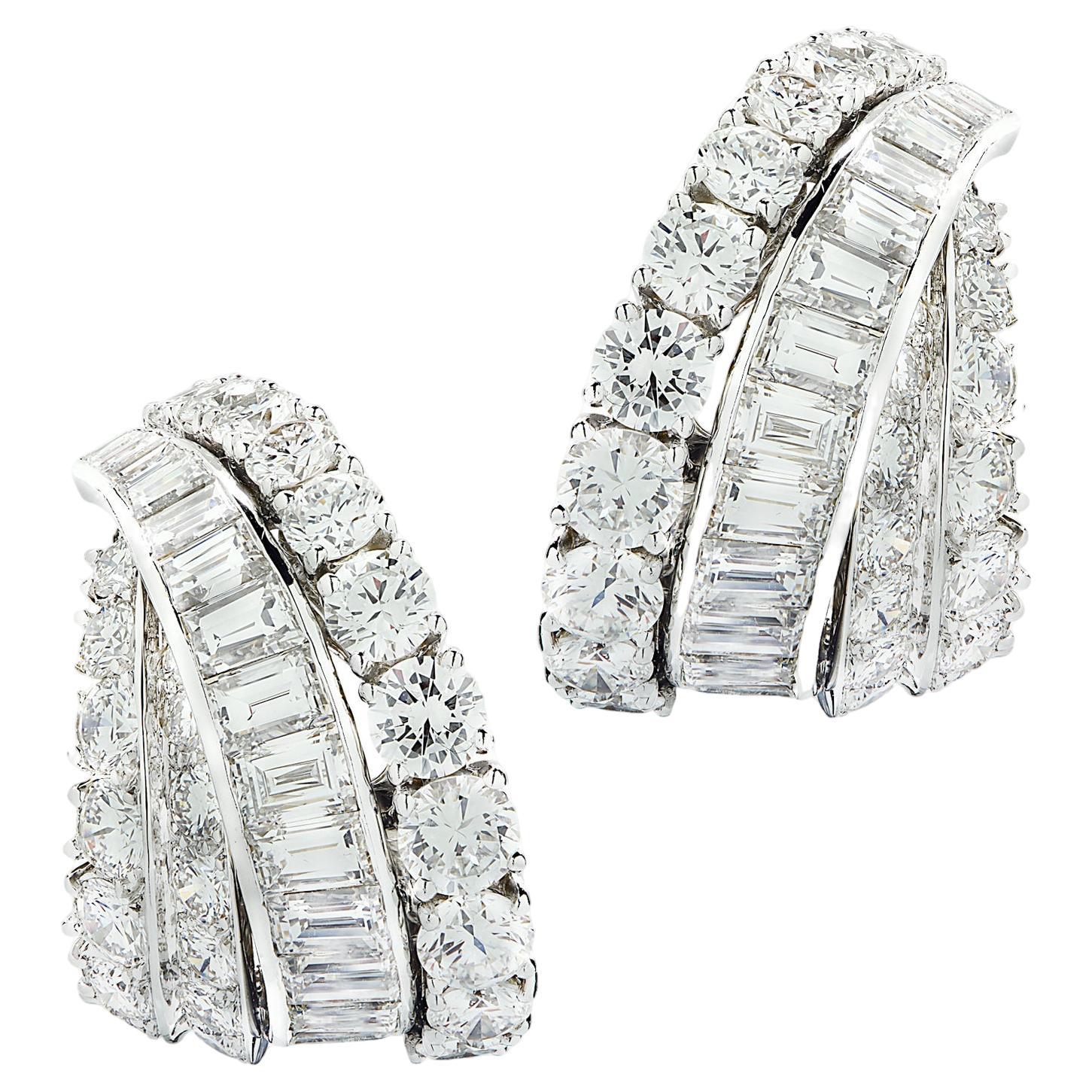 French Van Cleef & Arples 12.8 Carat Diamond Clip Earrings, Circa 1970s