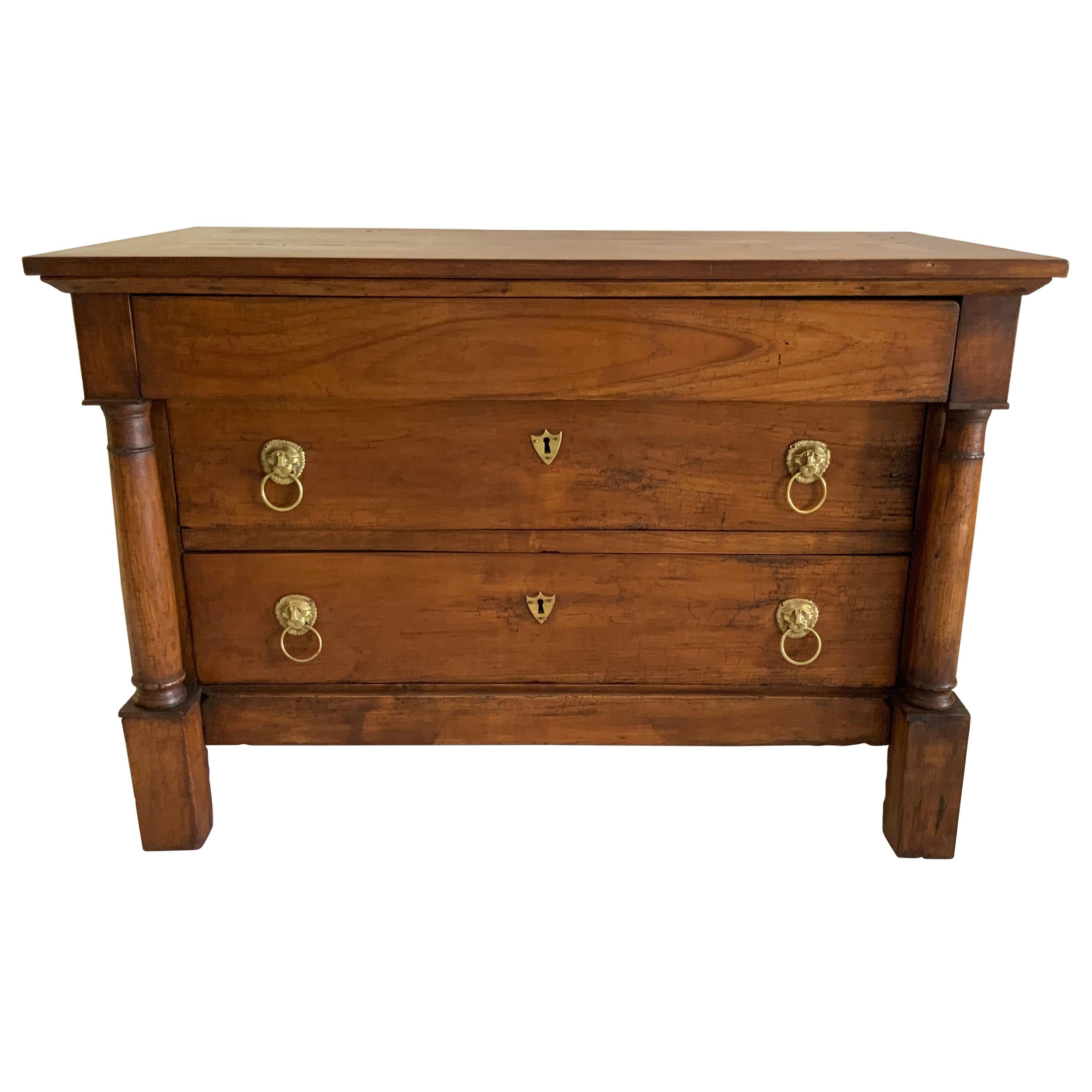 French Varnished Commode, Empire Style Mid-19th Century, in Walnut
