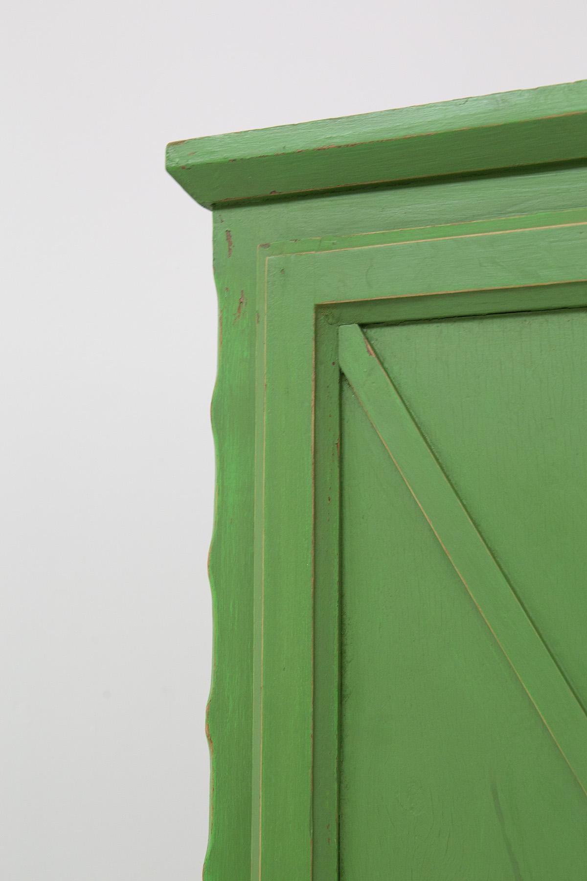 French Varnished Green Wood Wardrobe Cabinet at 1stDibs