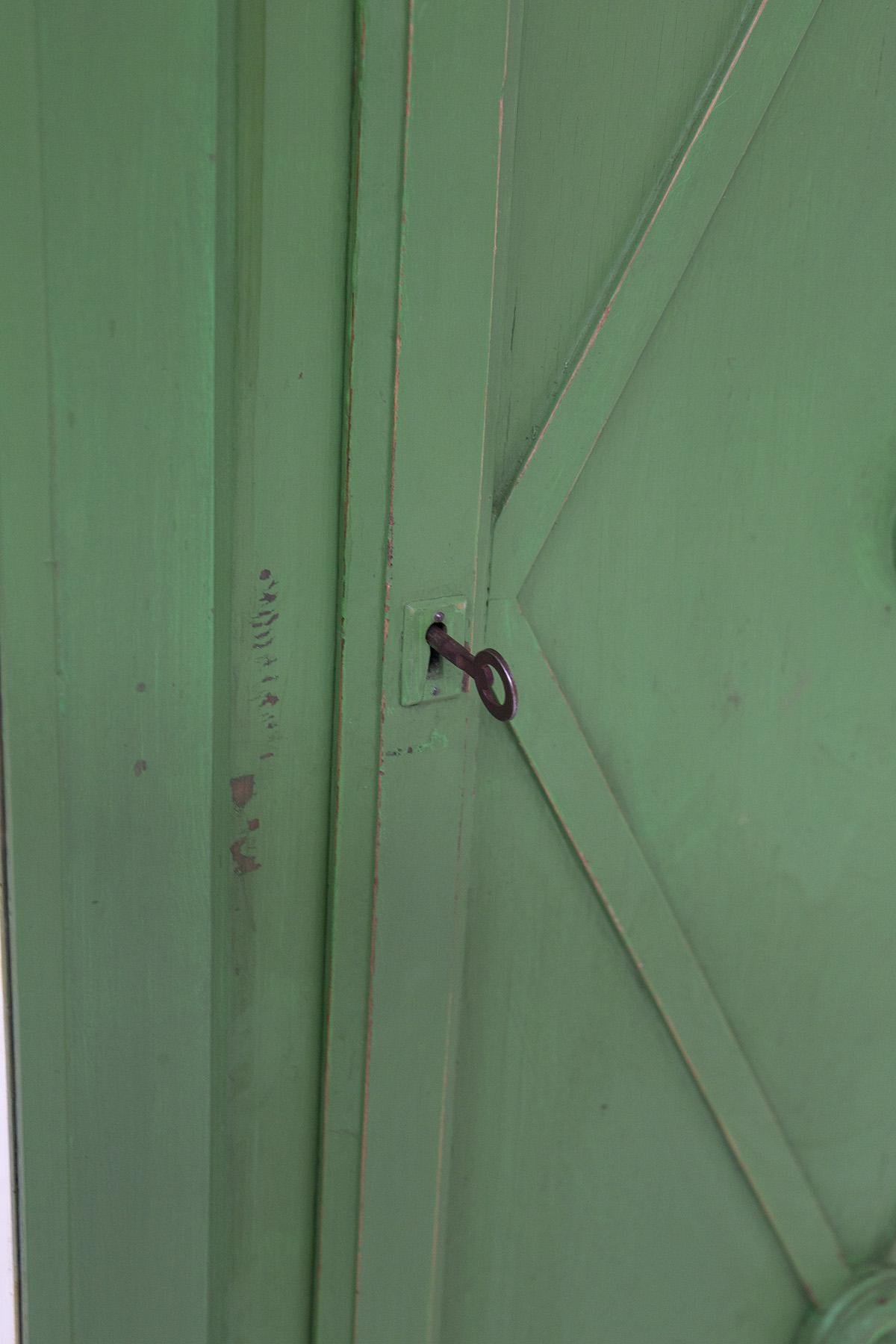 French Varnished Green Wood Wardrobe Cabinet at 1stDibs