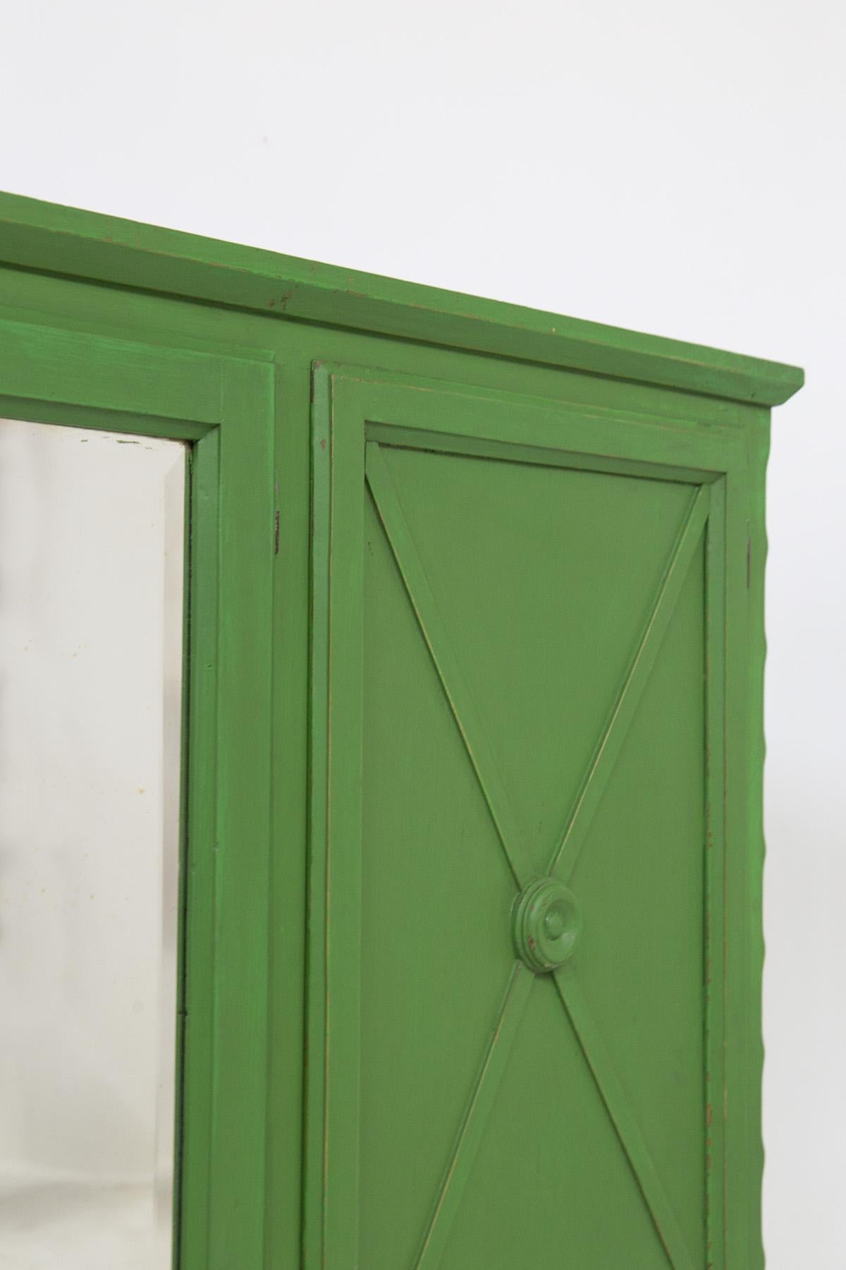 French Varnished Green Wood Wardrobe Cabinet at 1stDibs