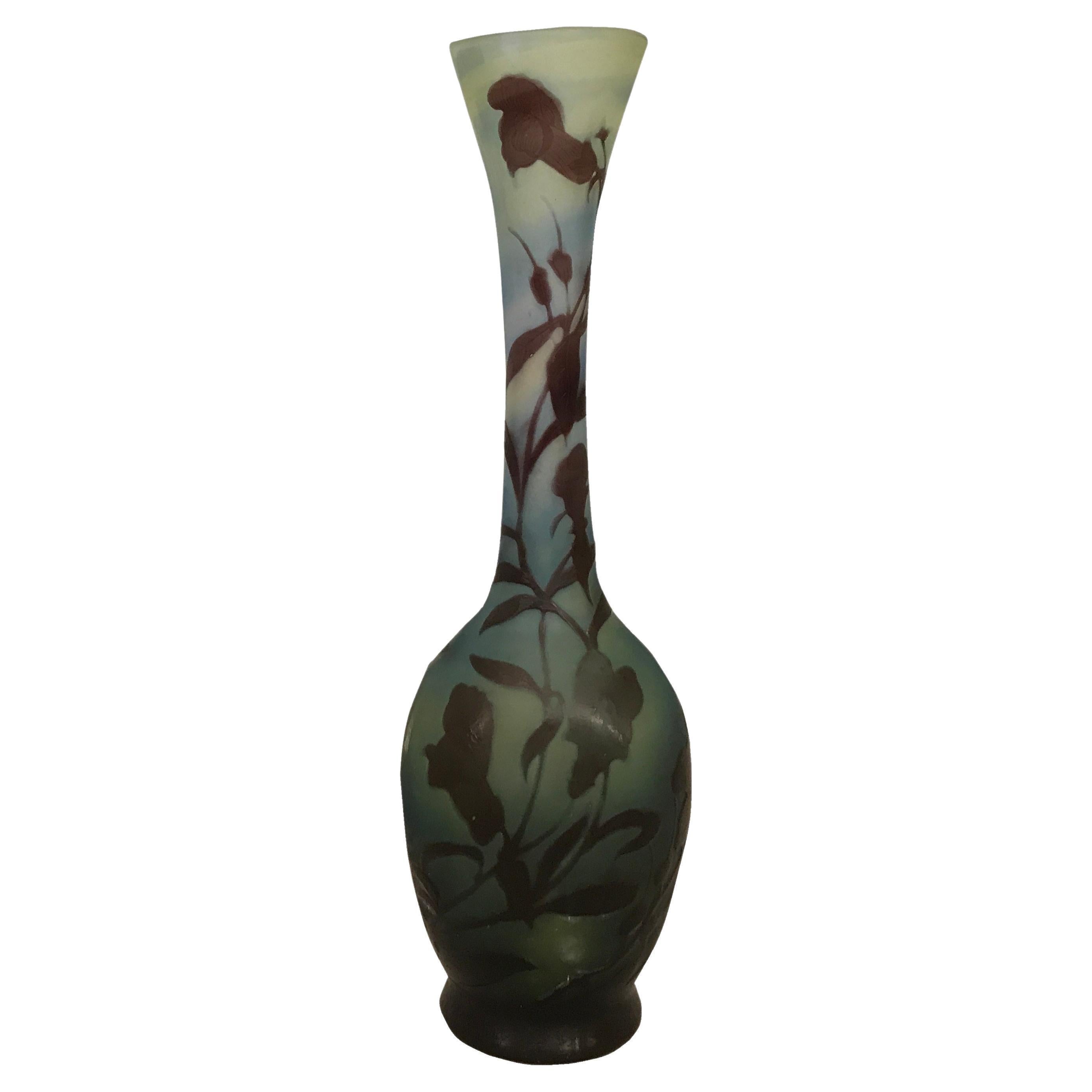  French Vase, Sign: Gallé, Style: Jugendstil, Art Nouveau, Liberty For Sale