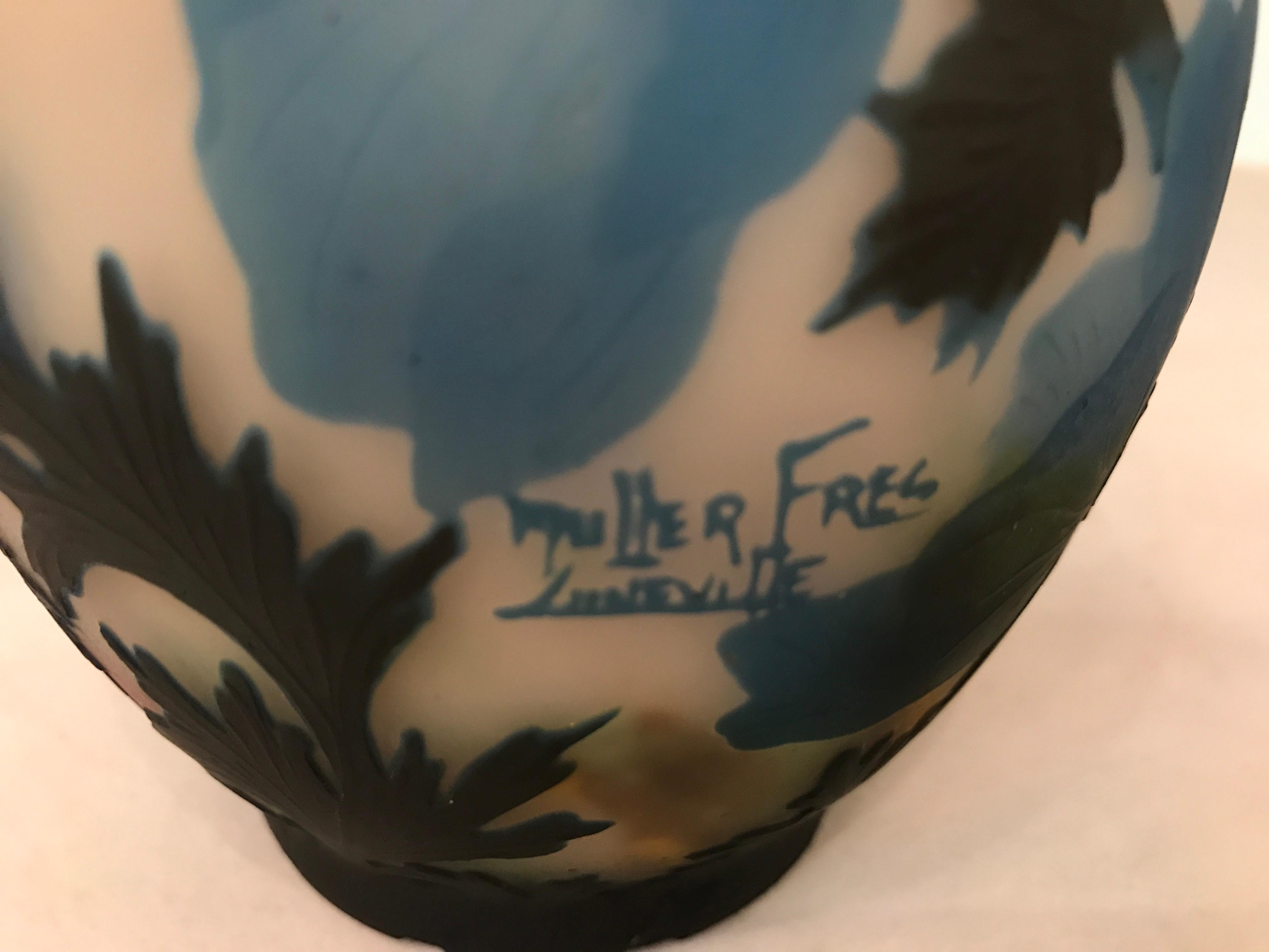 French Vase, Sign: Muller Freres Luneville, Jugendstil, Art Nouveau, liberty For Sale 5
