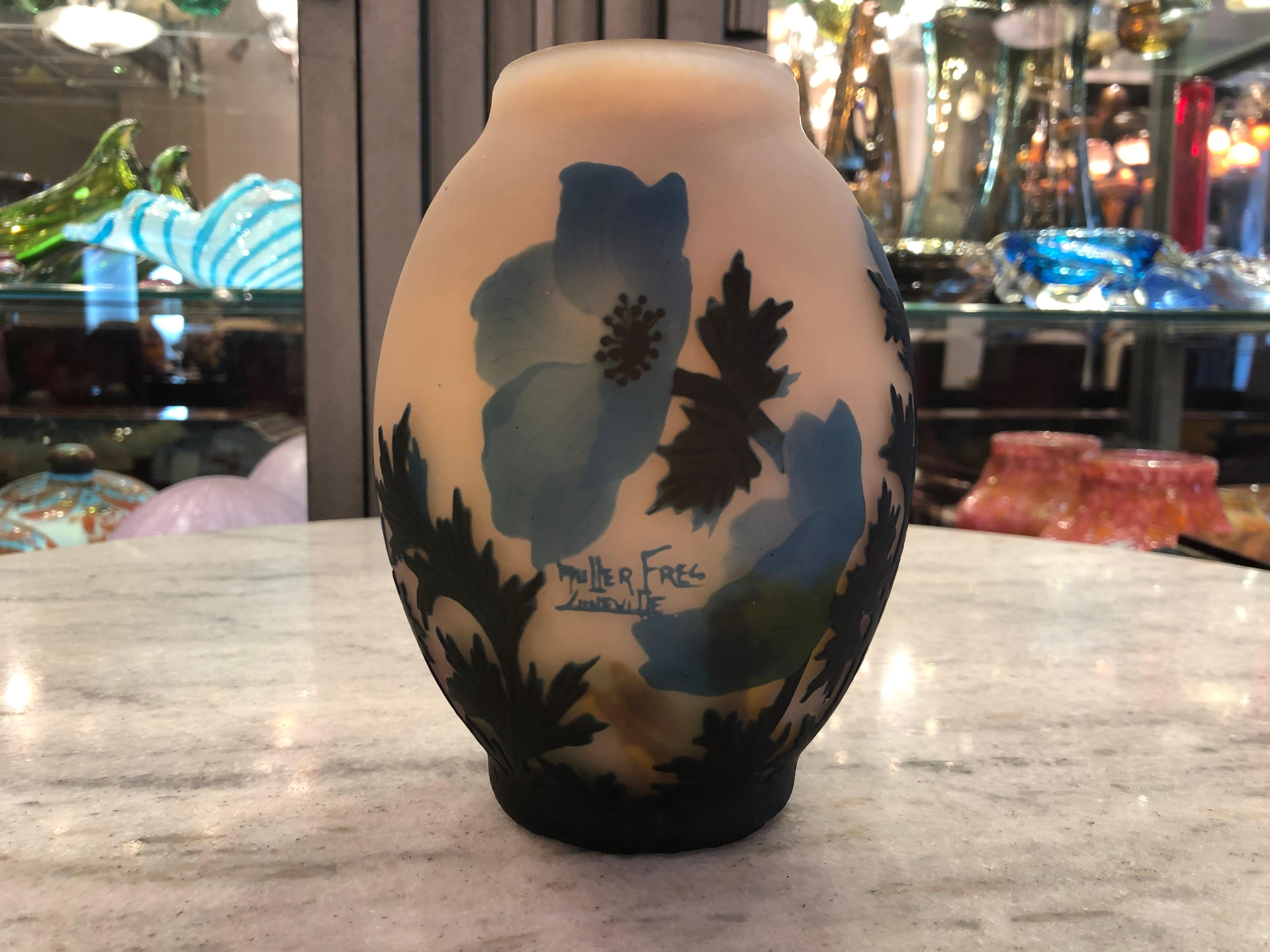 French Vase, Sign: Muller Freres Luneville, Jugendstil, Art Nouveau, liberty For Sale 6