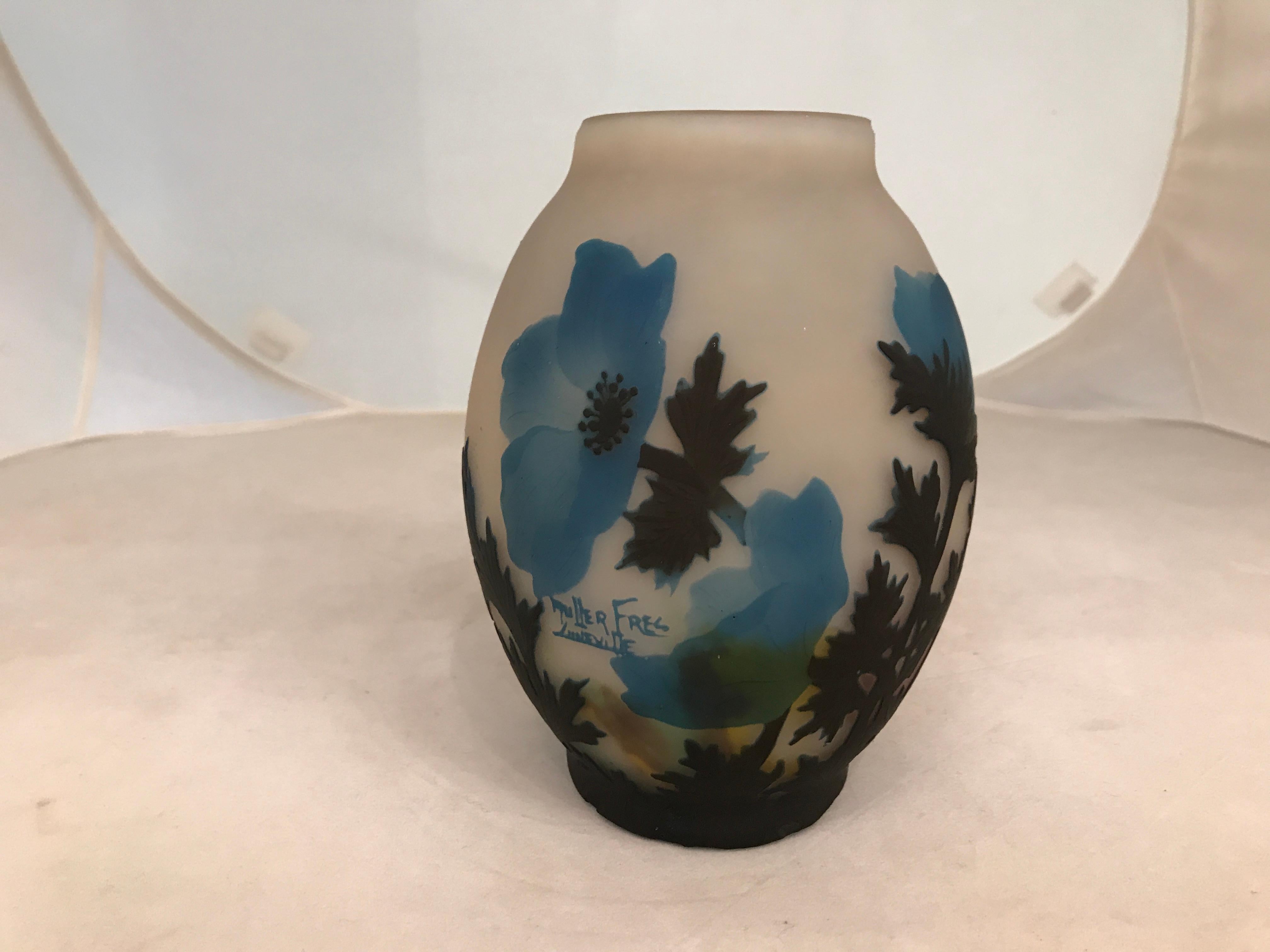 French Vase, Sign: Muller Freres Luneville, Jugendstil, Art Nouveau, liberty For Sale 3