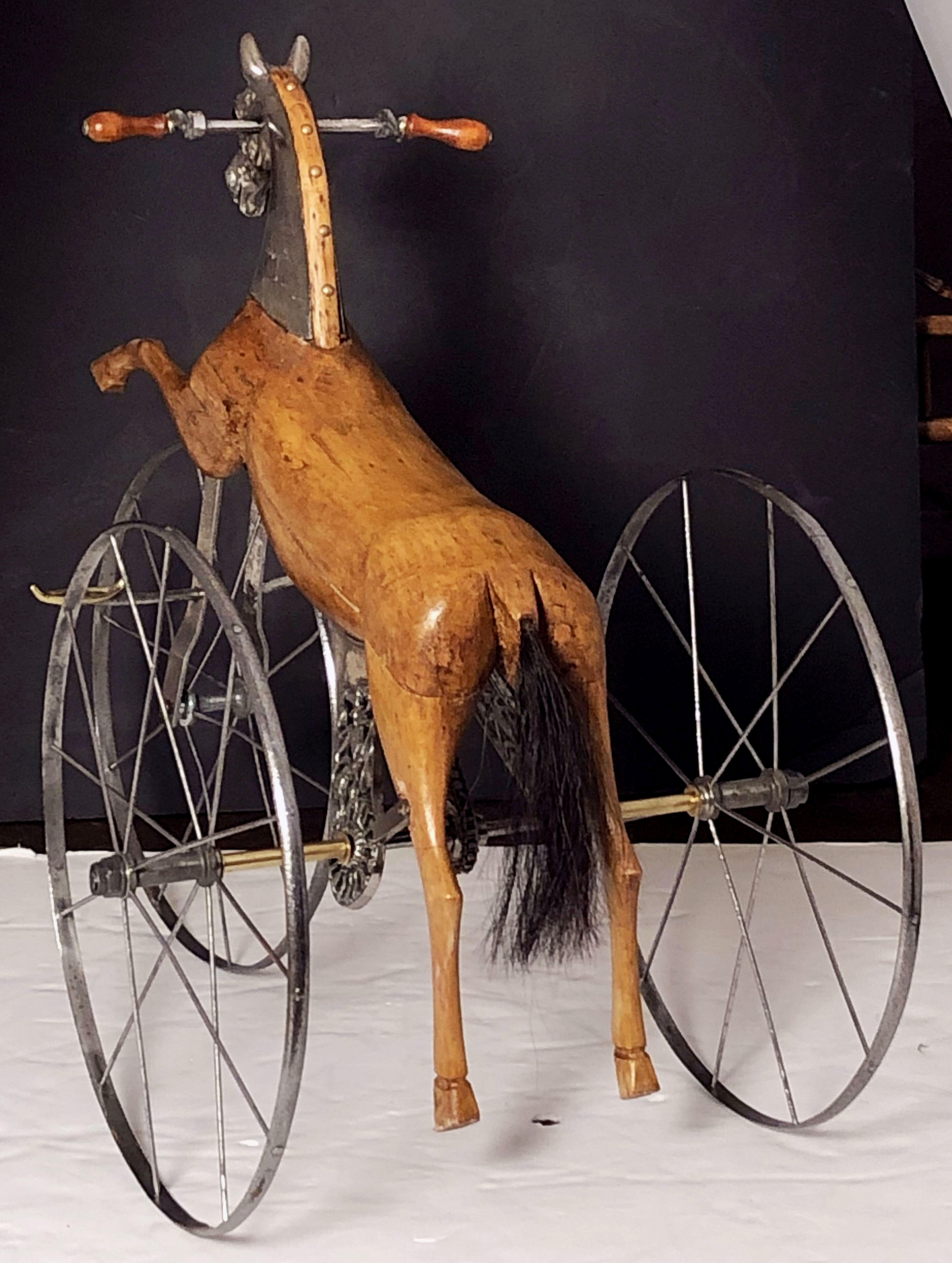 French Velocipede or Child's Horse Tricycle from the 19th Century For Sale 6