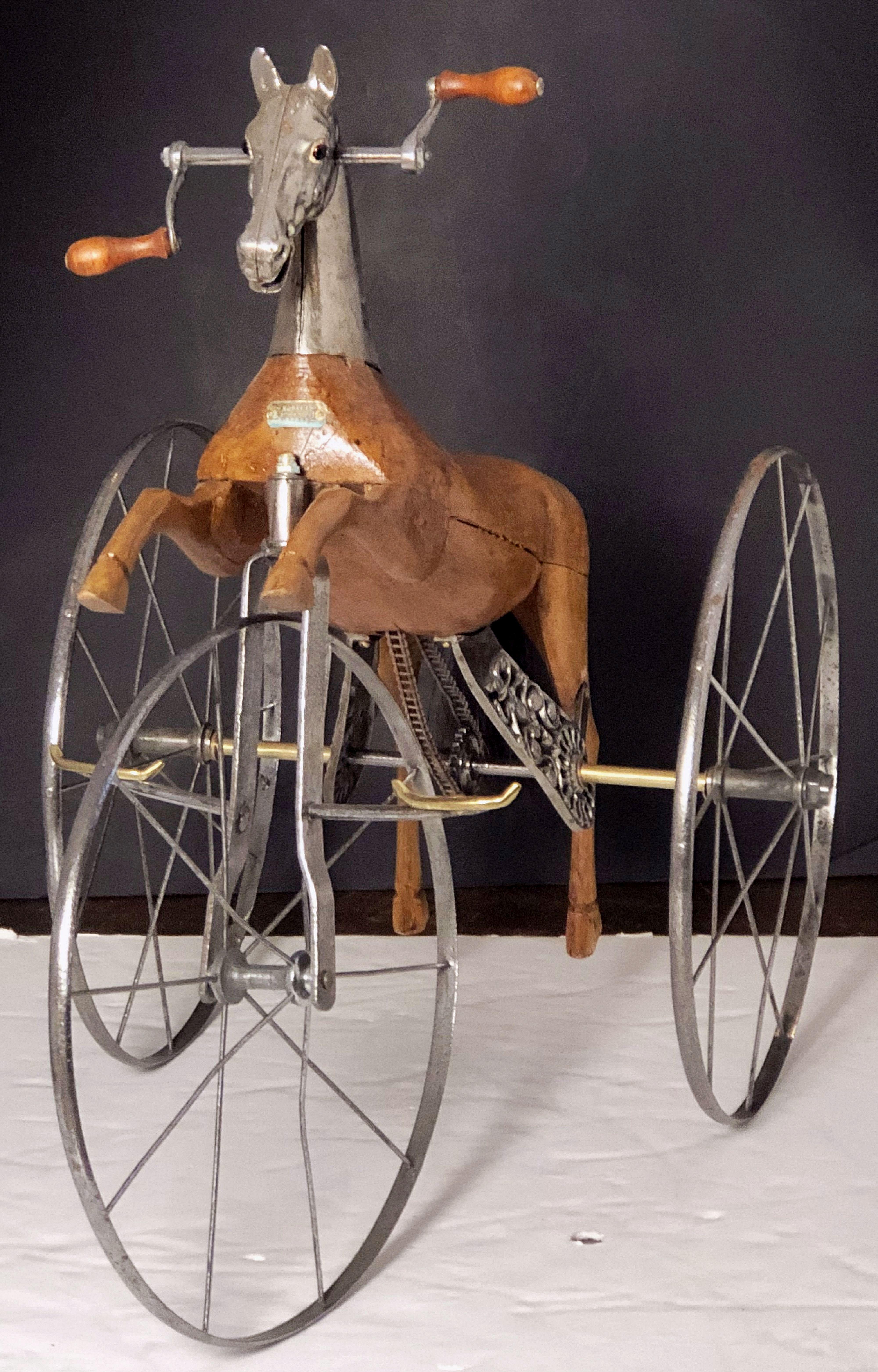 French Velocipede or Child's Horse Tricycle from the 19th Century In Good Condition For Sale In Austin, TX