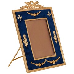 French Velvet Fronted Gilt Bronze Photograph Frame